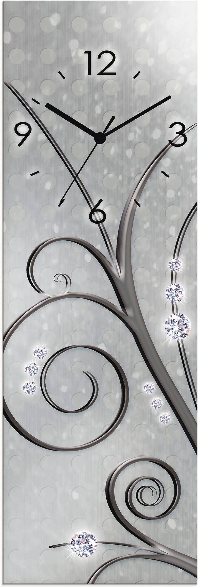 Image of Artland Wanduhr »Glasuhr weisse Orchideen auf Ornamenten«, in vielen Grössen & Produktarten - Alubild / Outdoorbild für den Aussenbereich, Leinwandbild, Poster, Wandaufkleber / Wandtattoo auch für Badezimmer geeignet bei Ackermann Versand Schweiz