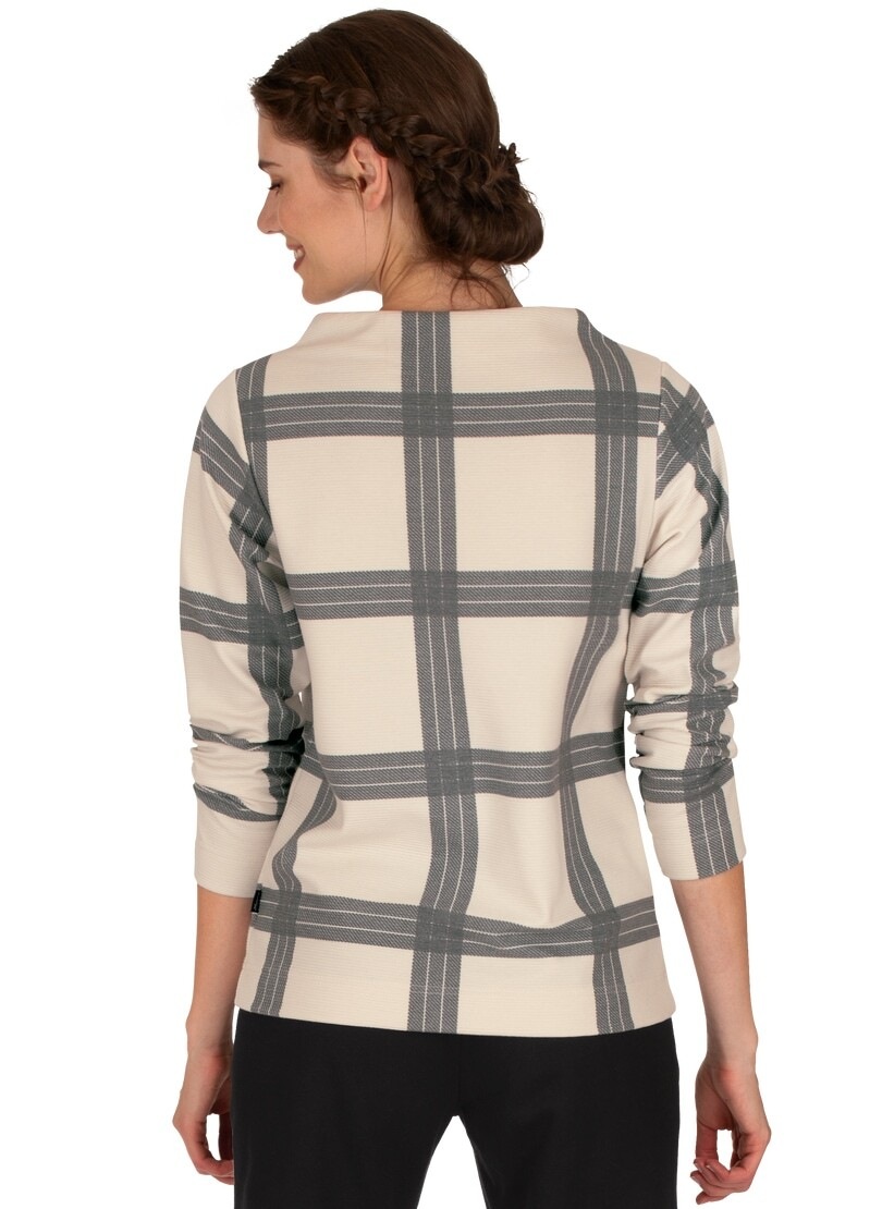 Trigema Sweatshirt »TRIGEMA Stehkragen Pullover mit Karo-Muster«