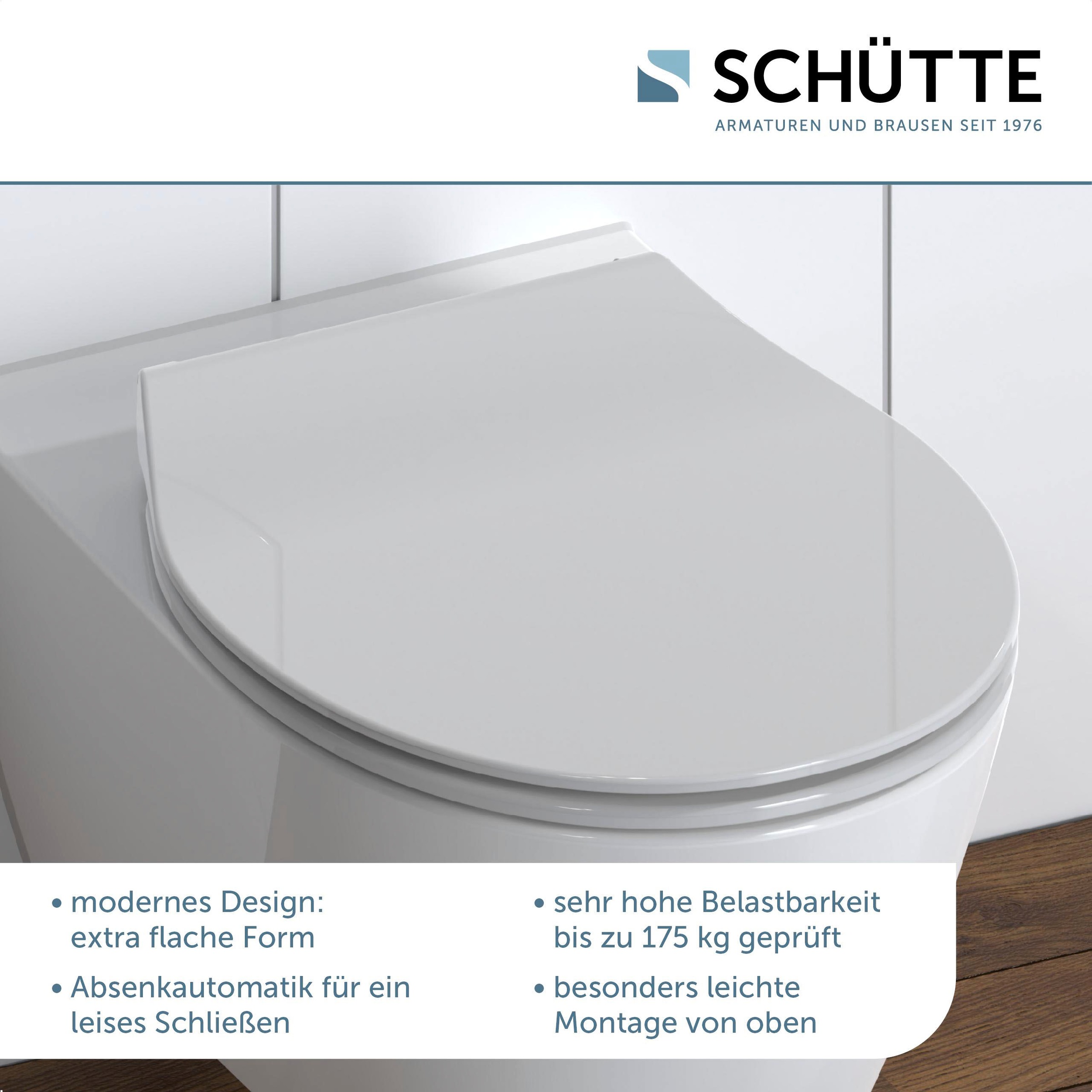 Schütte WC-Sitz 'Slim Grey' mit Absenkautomatik hellgrau Duroplast