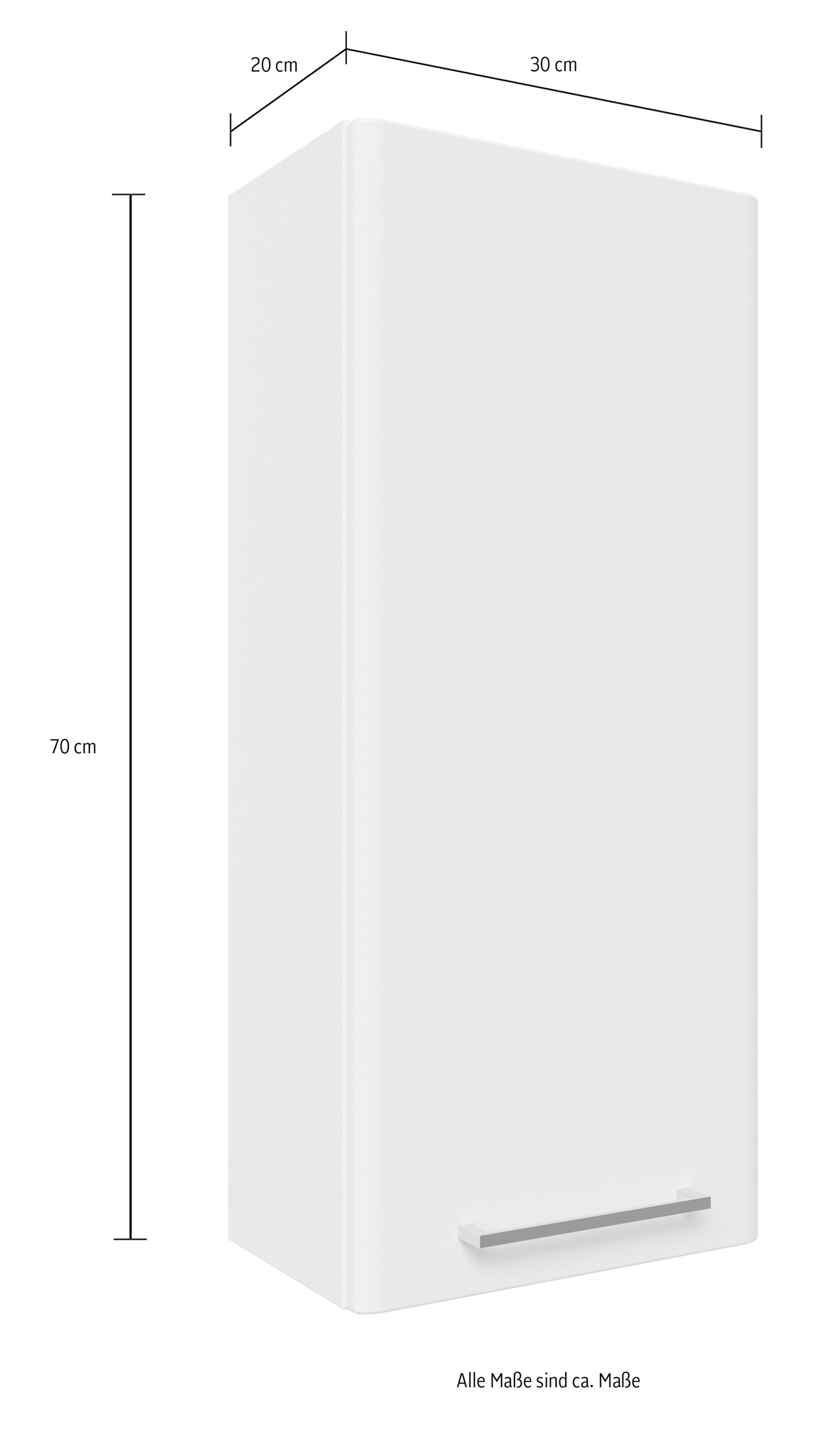 Saphir Armoire suspendue »Quickset 316 Wand-Badschrank 30 cm breit, 1 Tür, 2 Einlegeböden« armoire suspendue de salle de bain avec amortisseur de porte, poignées chromées brillantes