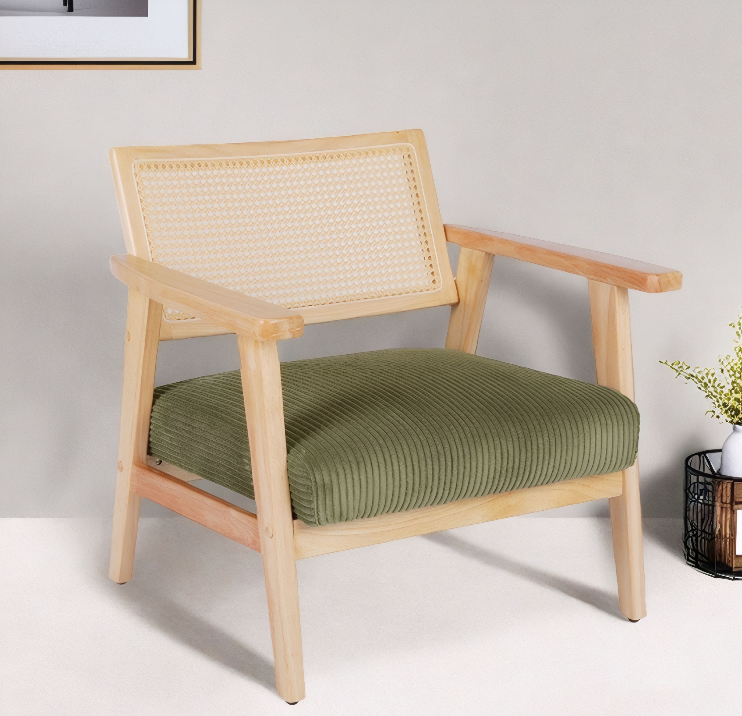 Home affaire Loungesessel »VILLAINE«, Einzelsessel, Rattan-Sessel mit Wiener Geflecht, Cord, Webstoff
