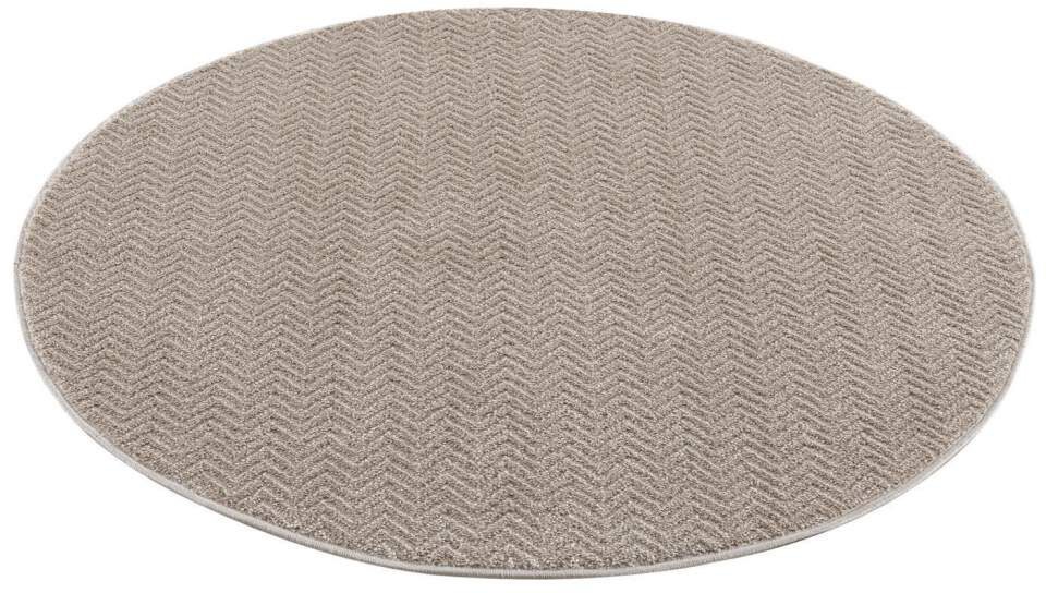 Carpet City Teppich »Friseé-Teppich FANCY805«, rund, 12 mm Höhe, Kurzflor, Einfarbig, 3D-Optik, Zickzack Look