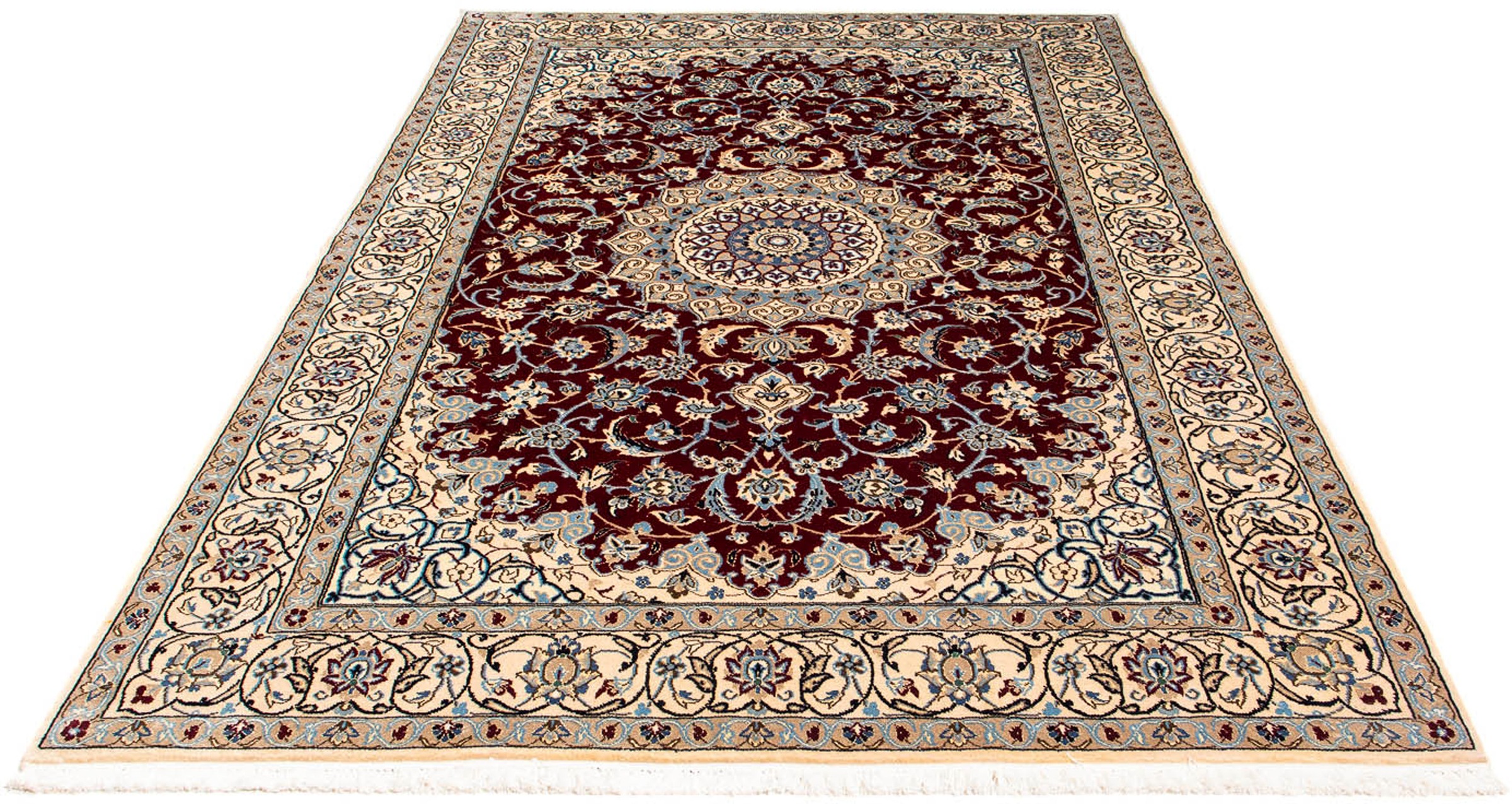 Image of morgenland Orientteppich »Perser - Nain - Royal - 242 x 155 cm - dunkelrot«, rechteckig, 10 mm Höhe, Wohnzimmer, Handgeknüpft, Einzelstück mit Zertifikat bei Ackermann Versand Schweiz