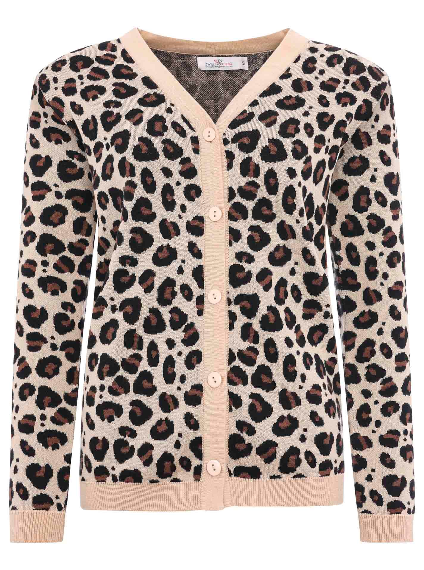 Zwillingsherz Strickjacke »"Gestrickter-Leo"«, mit Knöpfen, mit Leomuster aus reiner Baumwolle
