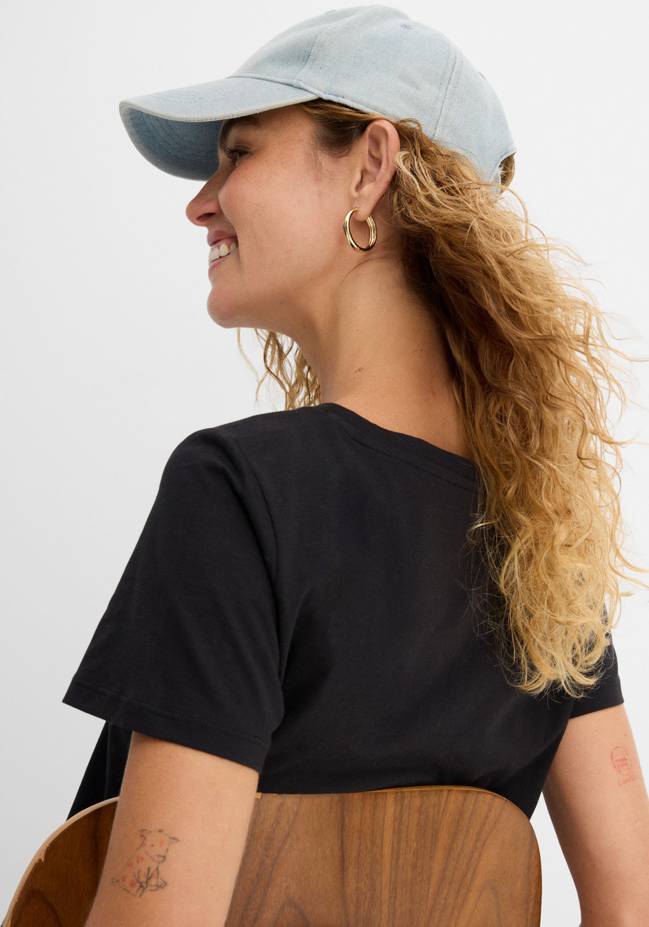 bonprix T-shirt Paquet, 2 cuis lockere Passform, Kurzarm, Rundhalsausschnitt, aus Baumwolle
