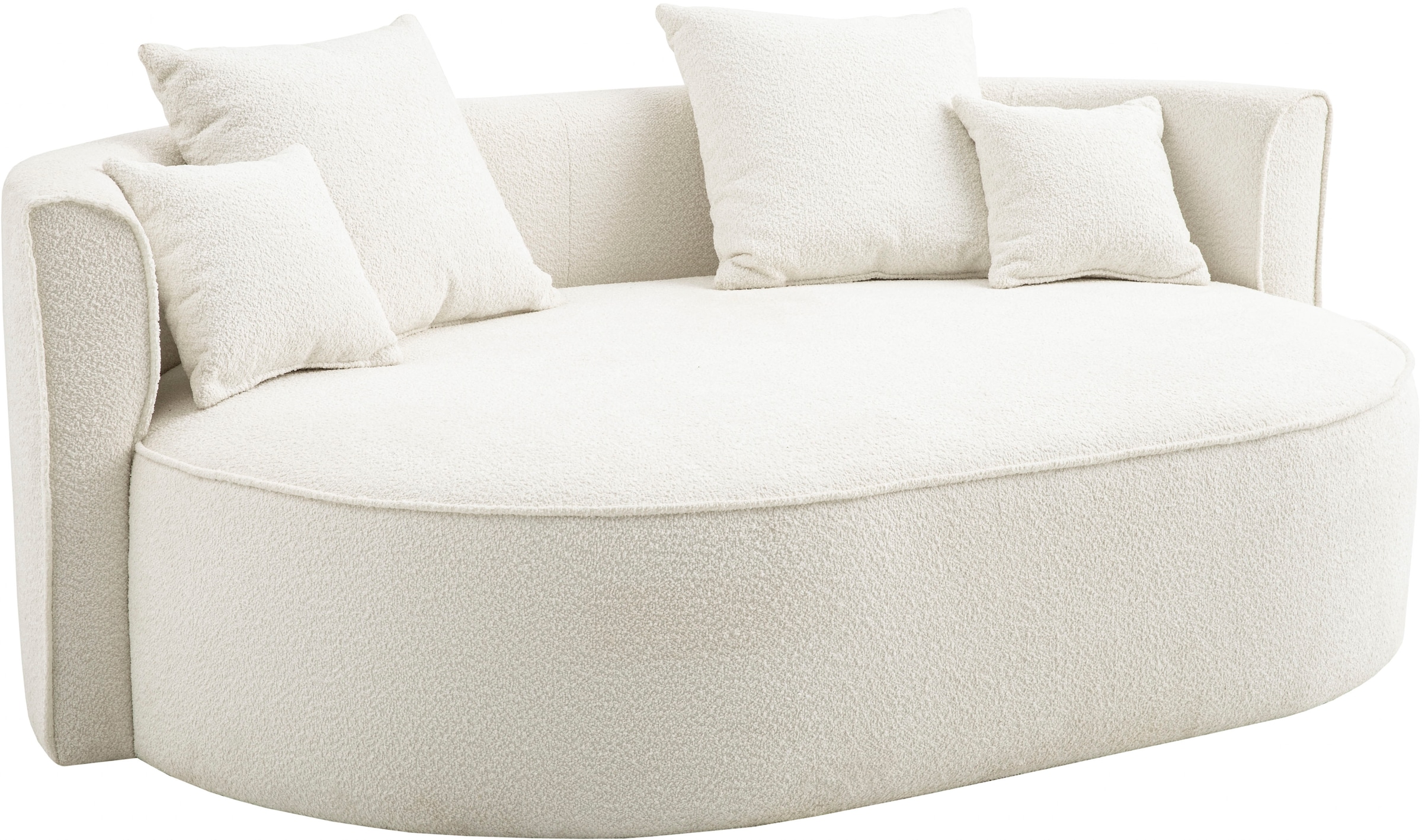 LeGer Home by Lena Gercke 2,5-Sitzer »ISALIE, rundes Loungesofa, mit Kissen, perfekt gepolstert«, moderne Stoffe, mit 4 Zierkissen, extra grosse Sitzfläche