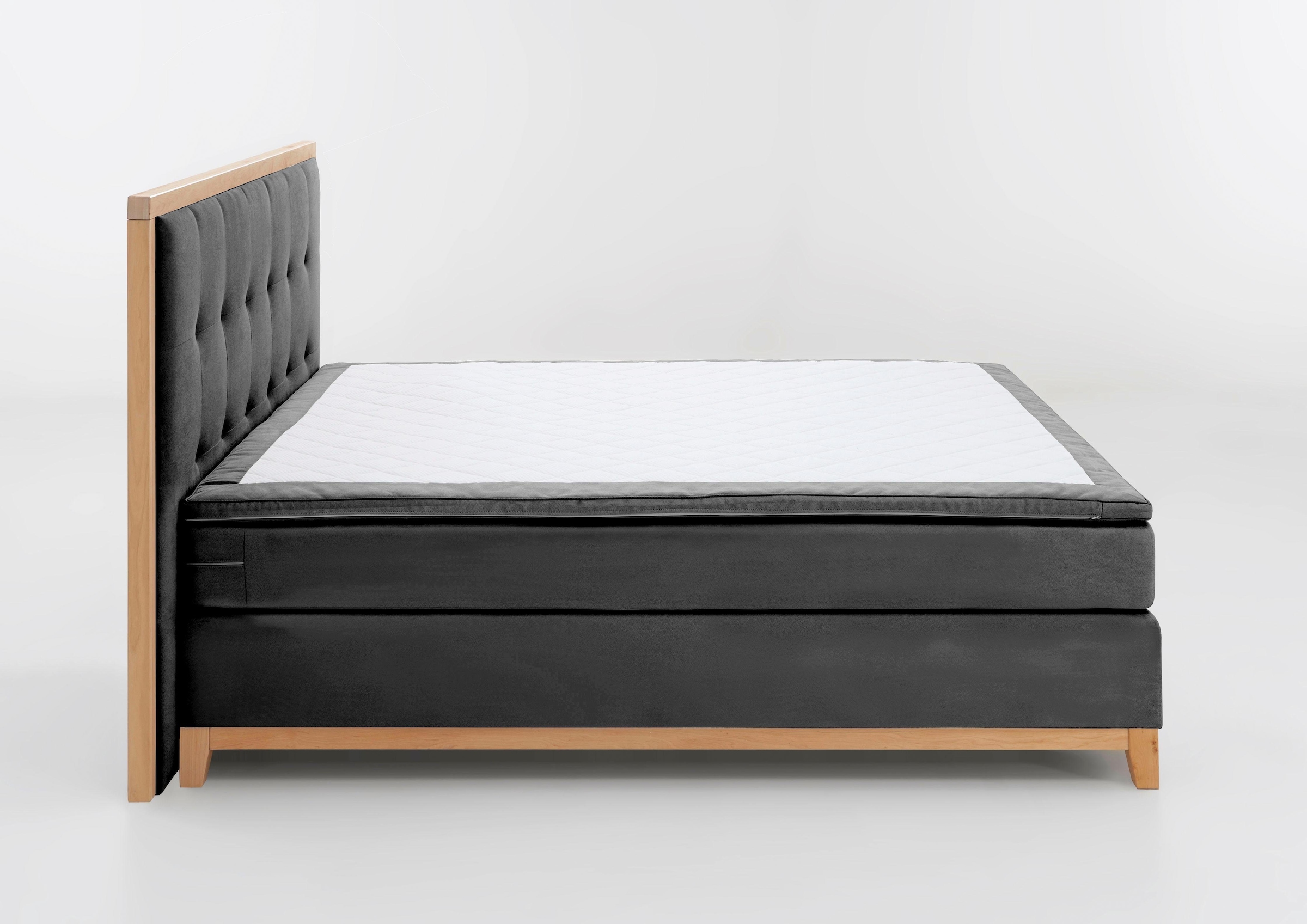 Home affaire Boxspringbett »Sonja«, mit Steppung im Kopfteil und Holzrahmen, inklusive Topper