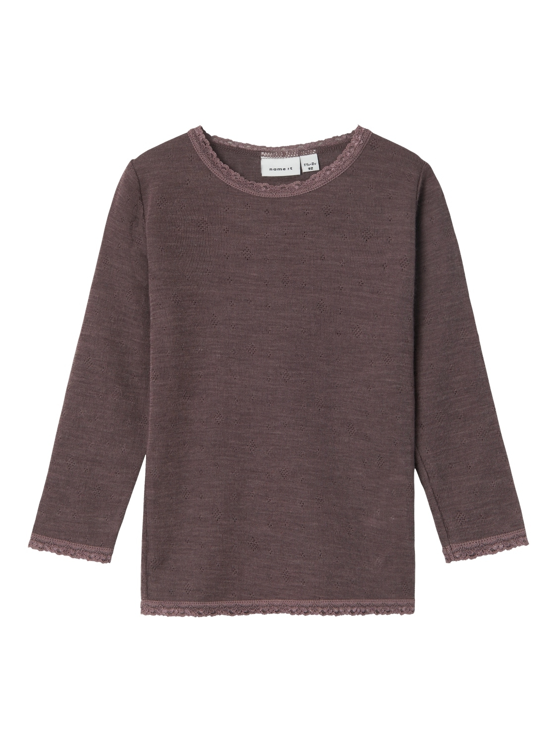 Name It Langarmshirt »NMFWANG WOOL NEEDLE LS TOP SOLID NOOS«, aus reiner Merinowolle