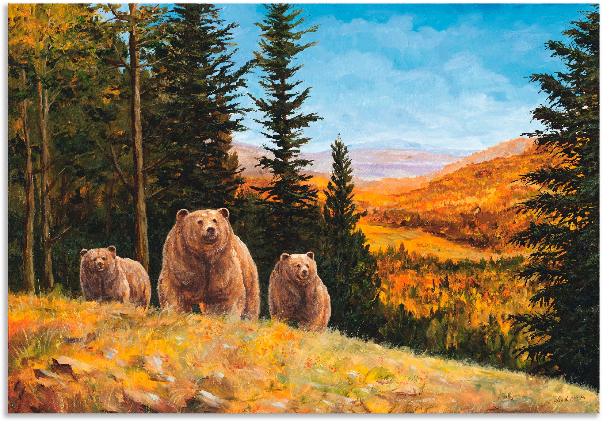 Image of Artland Wandbild »Grizzly Bären«, Wildtiere, (1 St.), in vielen Grössen & Produktarten - Alubild / Outdoorbild für den Aussenbereich, Leinwandbild, Poster, Wandaufkleber / Wandtattoo auch für Badezimmer geeignet bei Ackermann Versand Schweiz