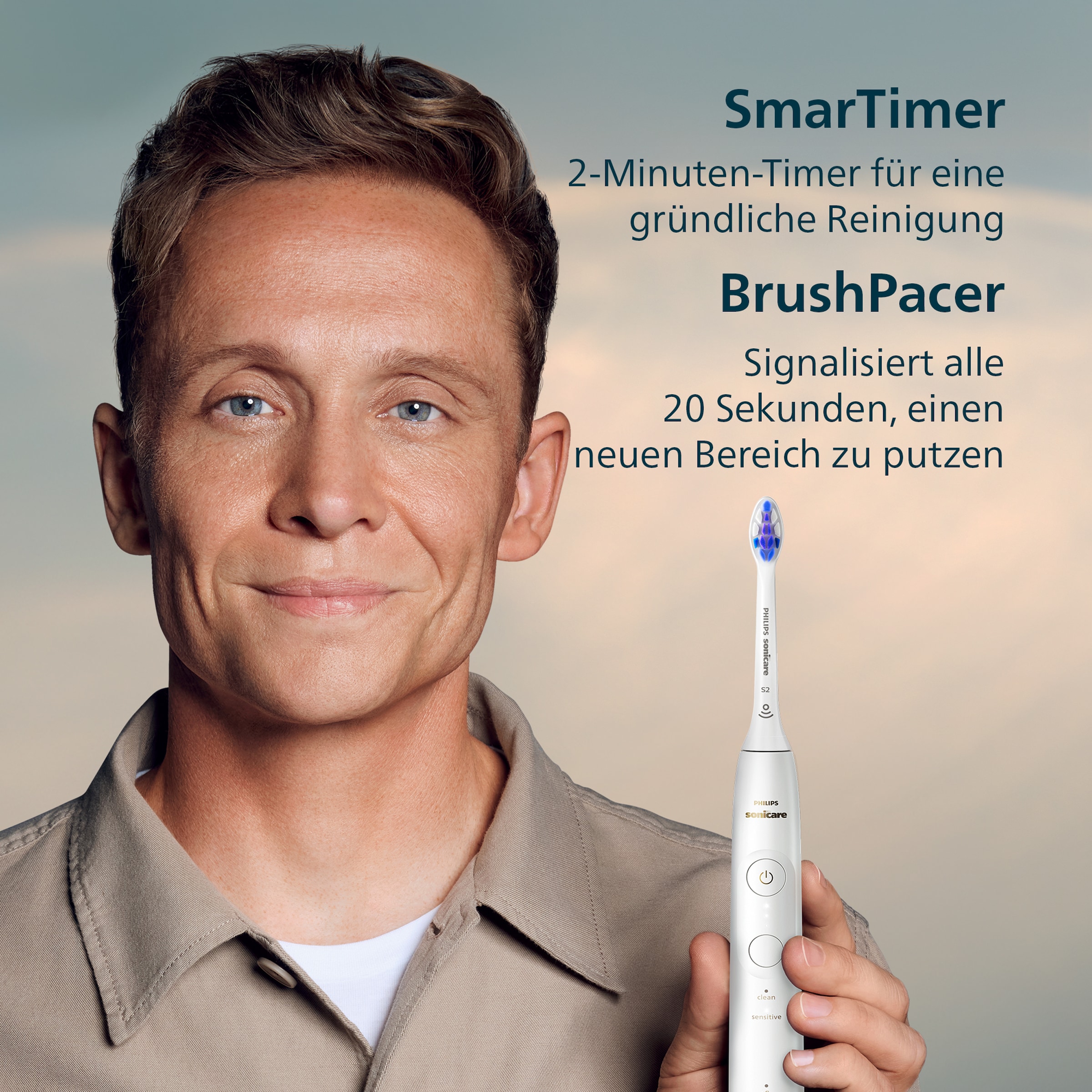 Philips Sonicare Brosse à dents électrique »Series 6100 HX7400/01« 1 cuis Aufsteckbürsten mit visueller Andruckkontrolle, 5 Putzeinstellungen, inkl. Ladegerät