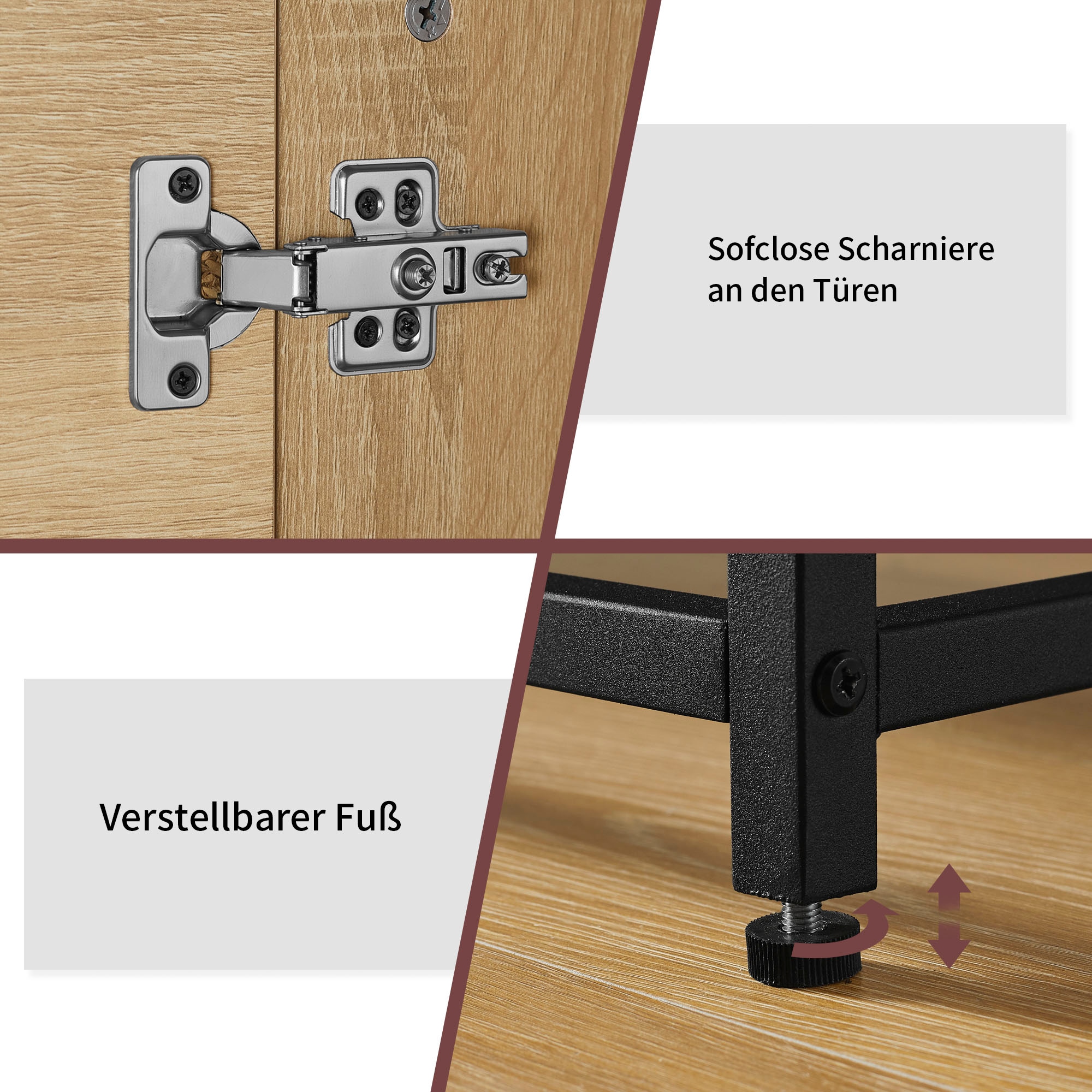 GOODproduct Sideboard »Tayler« pflegeleichte Melaminoberfläche, Metallgestell, Breite 160 cm