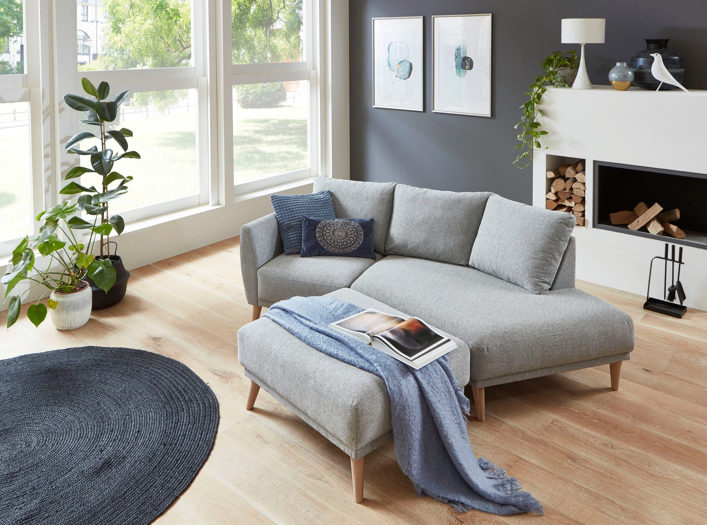 ATLANTIC home collection 2,5-Sitzer »Elvis«, Polsterecke mit offenem Ende im skandinavischen Stil, Massivholzfüsse