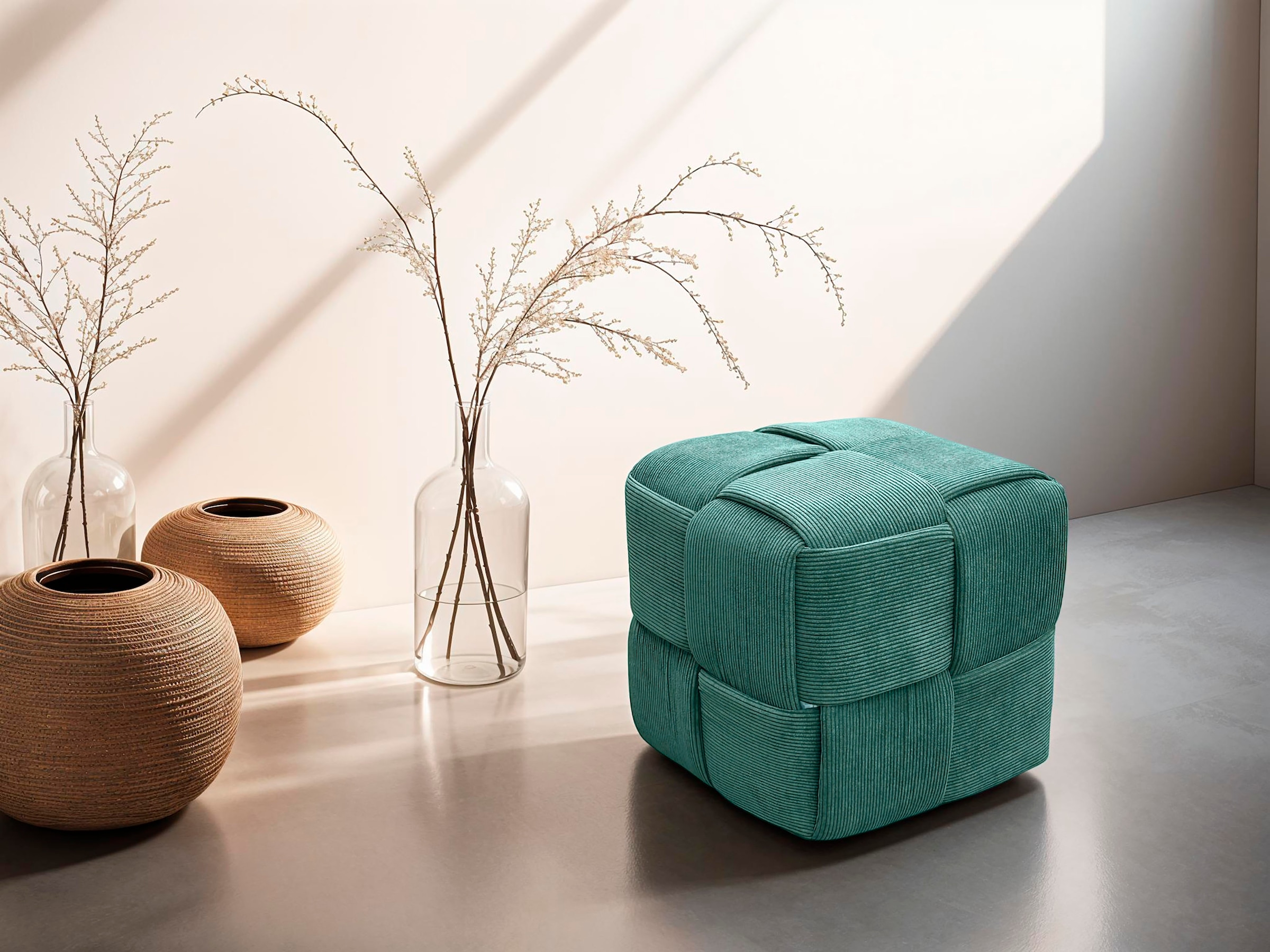 byLIVING Pouf »URBAN« Bezug Cord in verschiedenen Farben, Schaumstoff