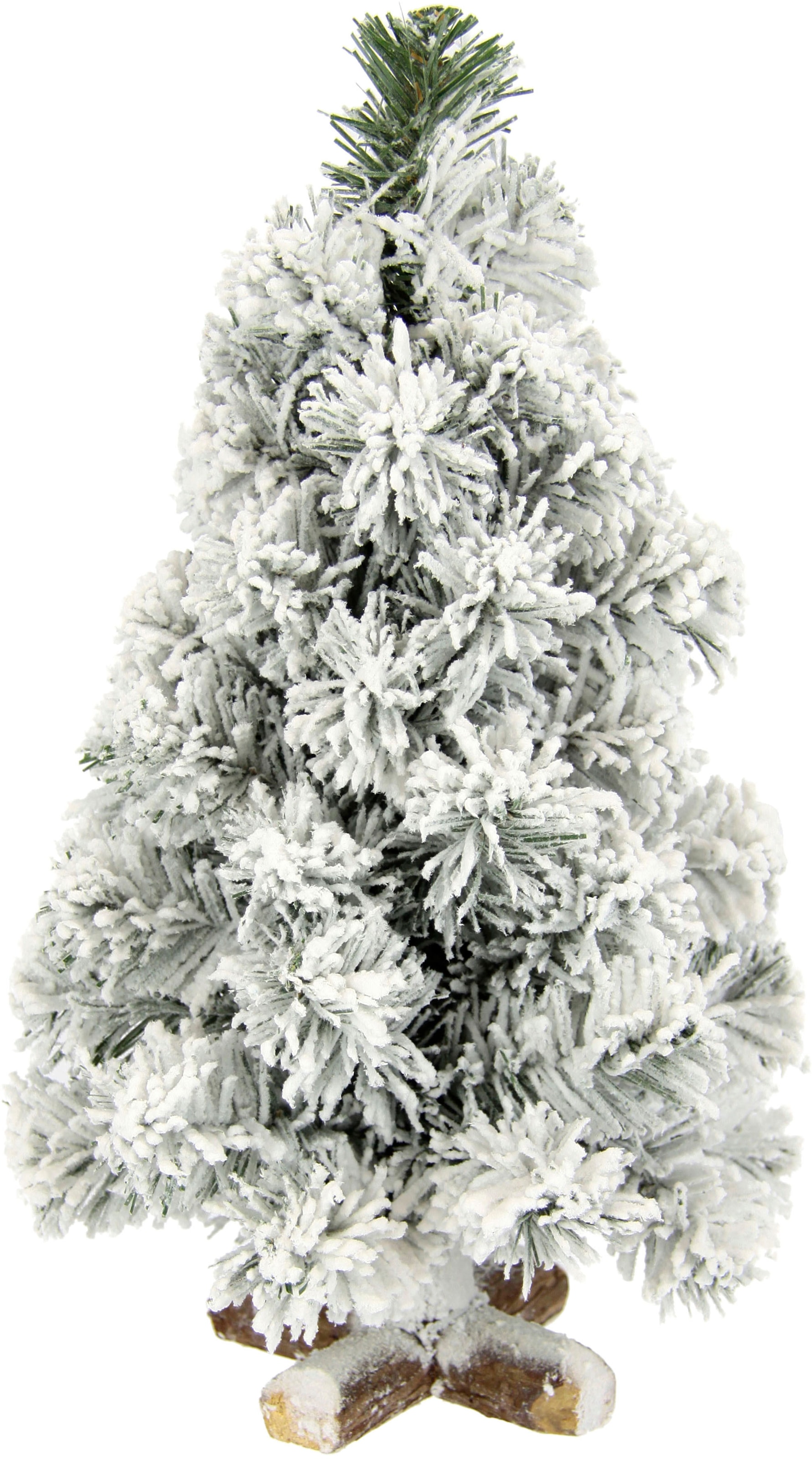 Image of I.GE.A. Dekobaum "Weihnachtsdeko, Weihnachtsbaum" Tannenbaum auf Holzfuss mit Kunstschnee 38 cm
