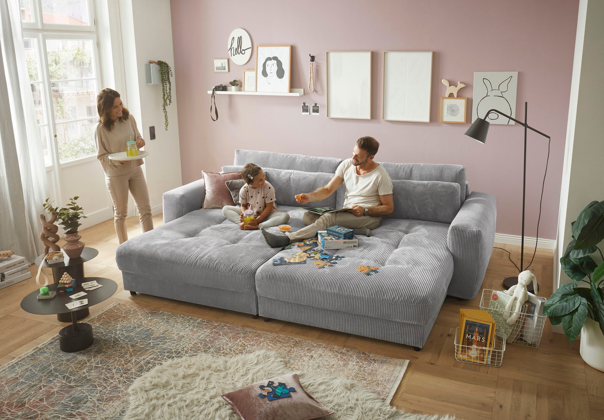 ED EXCITING DESIGN Loveseat »Barura«, (2 St.), Big-Sofa mit 2 Nierenkissen