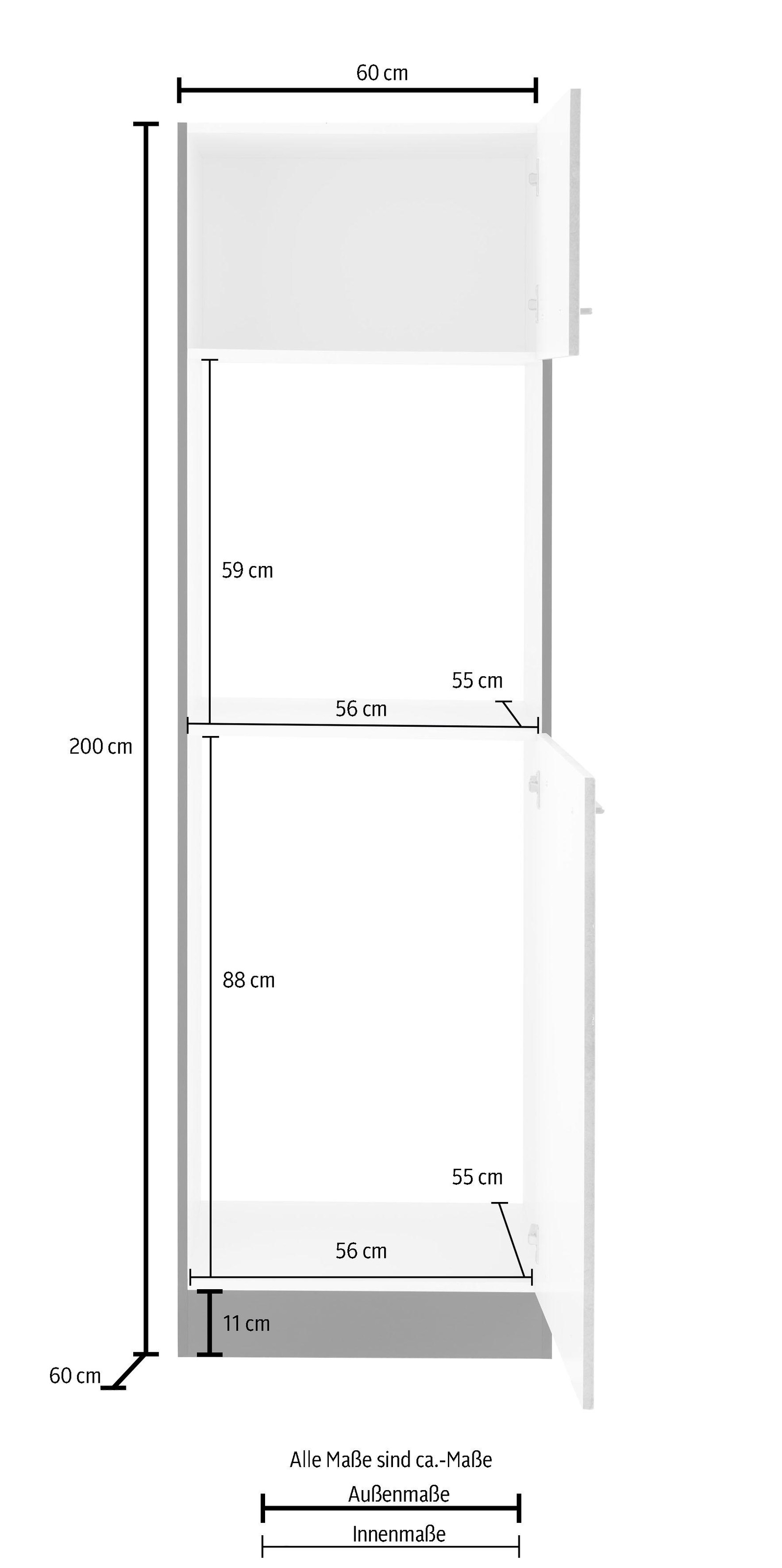 ♕ HELD MÖBEL auf hoch, versandkostenfrei cm Nischenmass 200 breit, mit 60 88 cm Backofen/Kühlumbauschrank »Tulsa«, cm