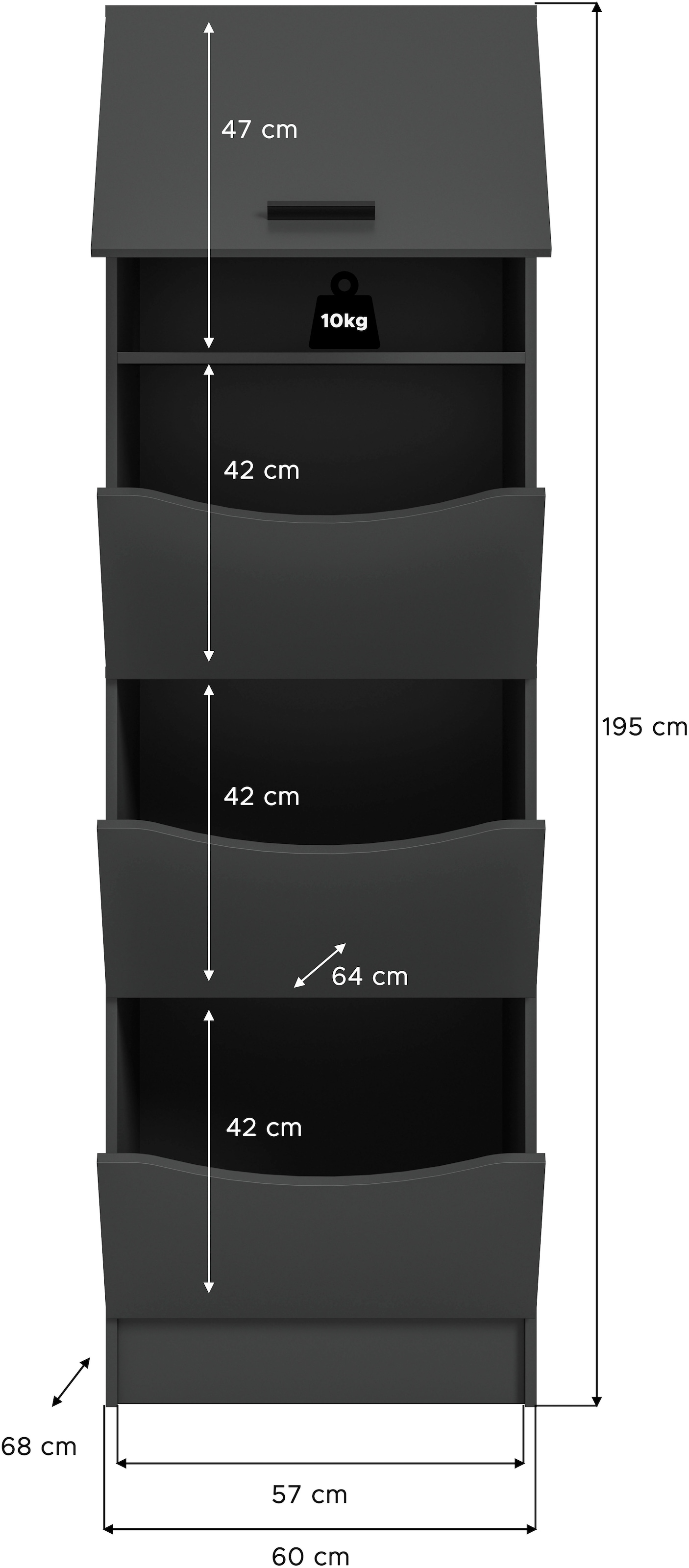 welltime Wäscheschrank »FALAS,  Höhe 195 cm, 4 Klappen, Wäscheorganizer« in verschiedenen Farben erhältlich, 1 Stk. tlg. Universalschrank, Mehrzweckschrank, Badezimmer, Hauswirtschaftsschrank