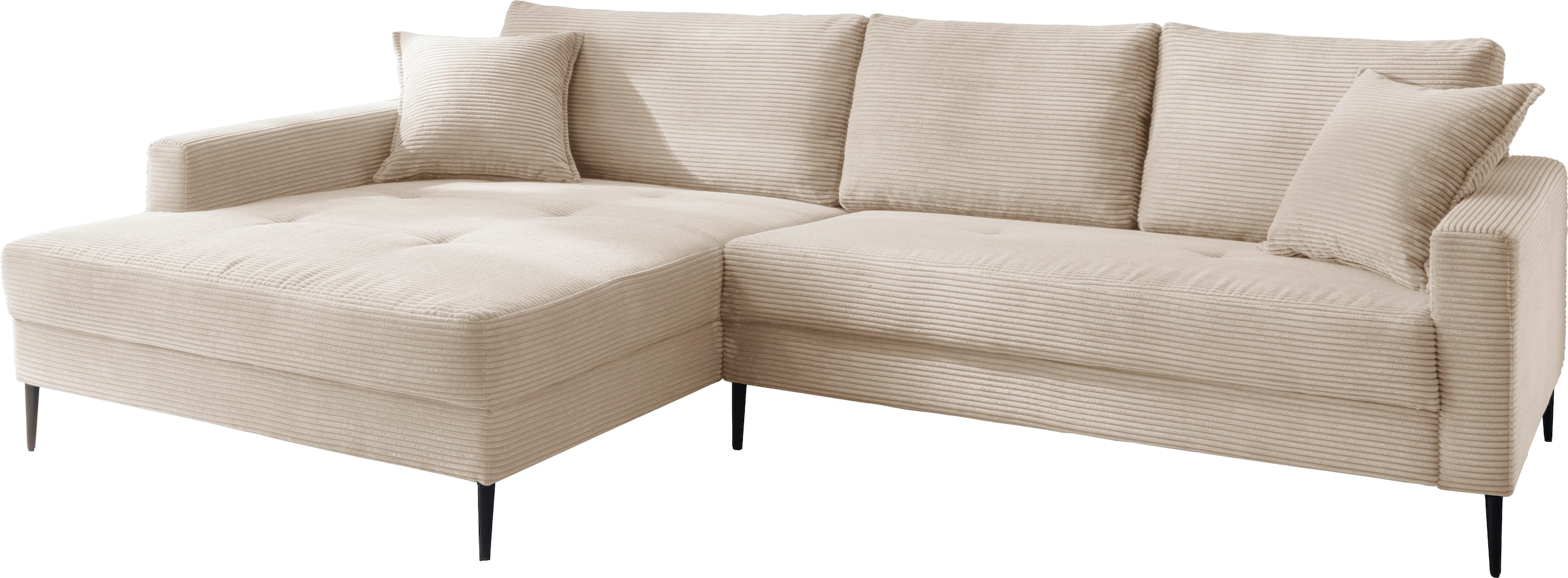 Trends by HG Ecksofa »Summer L-Form«, in Cord-Stoff mit Metallfuss