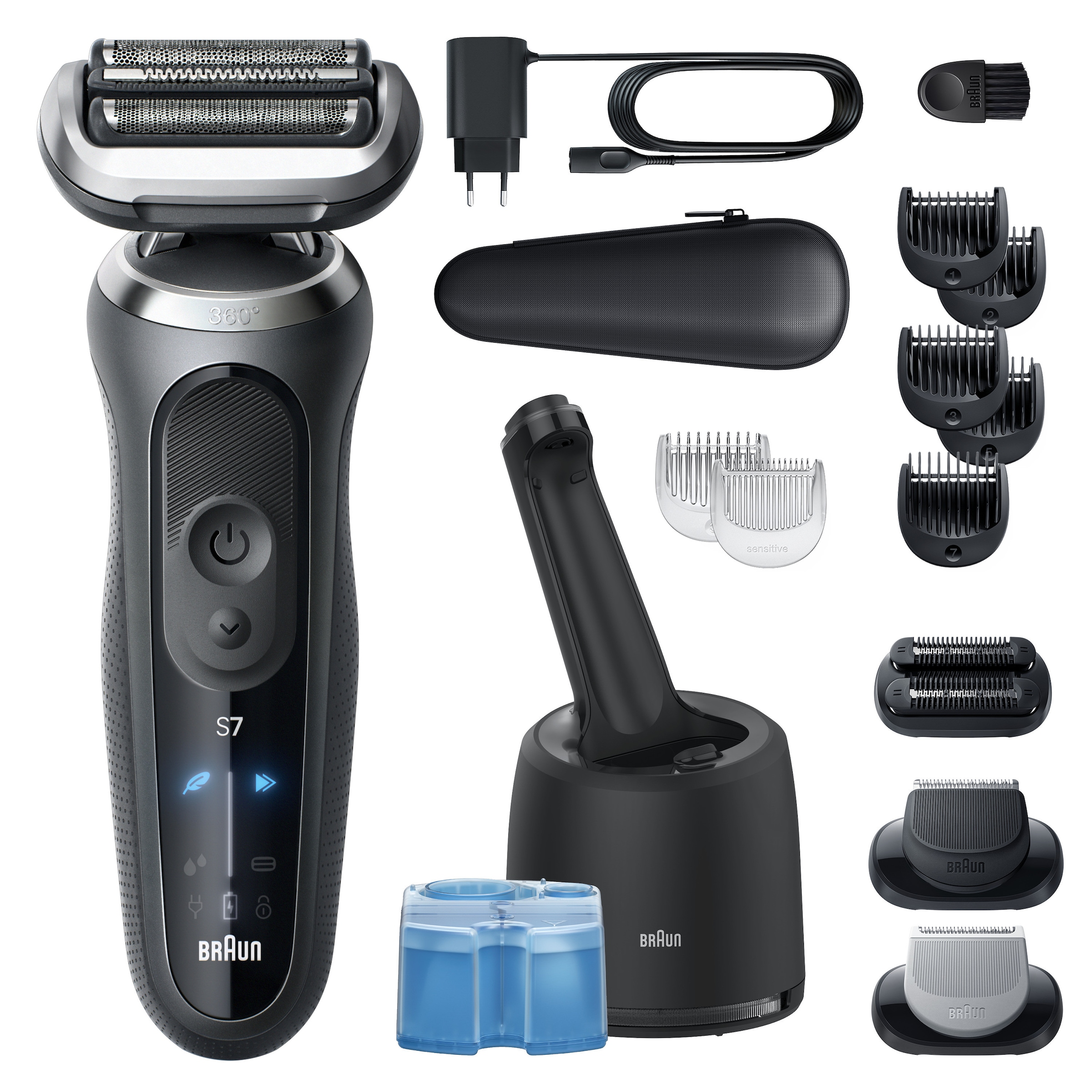 Braun Rasoirs électriques »Series 7 72-G7865cc« centre Smart Care 3 cuis Aufsätze 4in1 SmartCare Center, +3 Aufsätze, 100% wasserdicht, Made in Germany