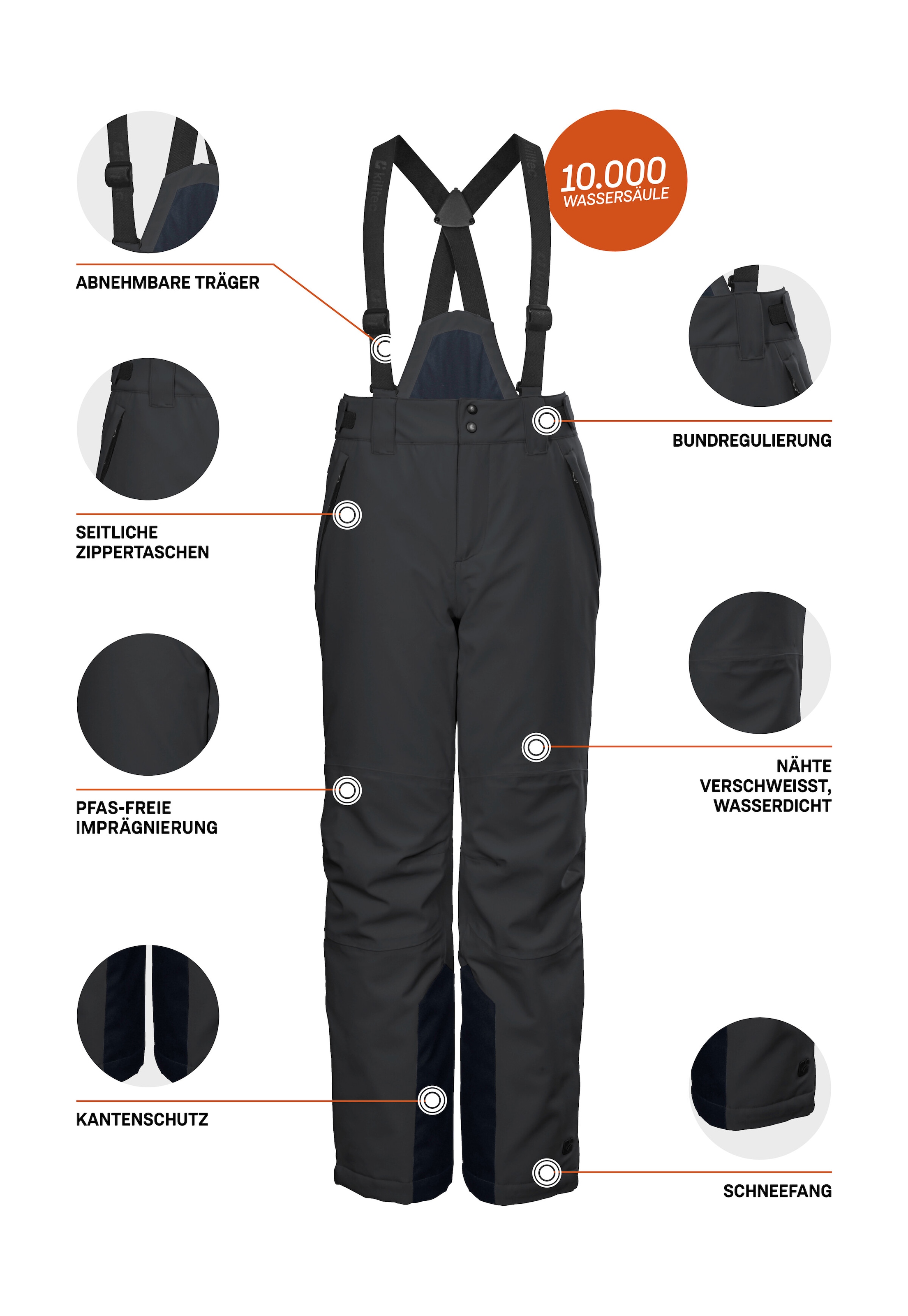 Killtec Skihose »KSW 79 BYS SKI PNTS«  Wasserdichte, atmungsaktive Skihose mit abnehmbarem Latz und Stauraum