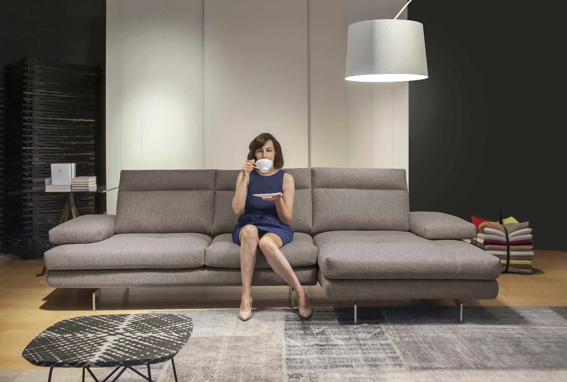 CALIA ITALIA Ecksofa »Toby Wing, B/T: 288/153 cm, Designsofa mit hohem Sitzkomfort, L-Form« inklusive Sitztiefenverstellung, Füsse in chrom glänzend