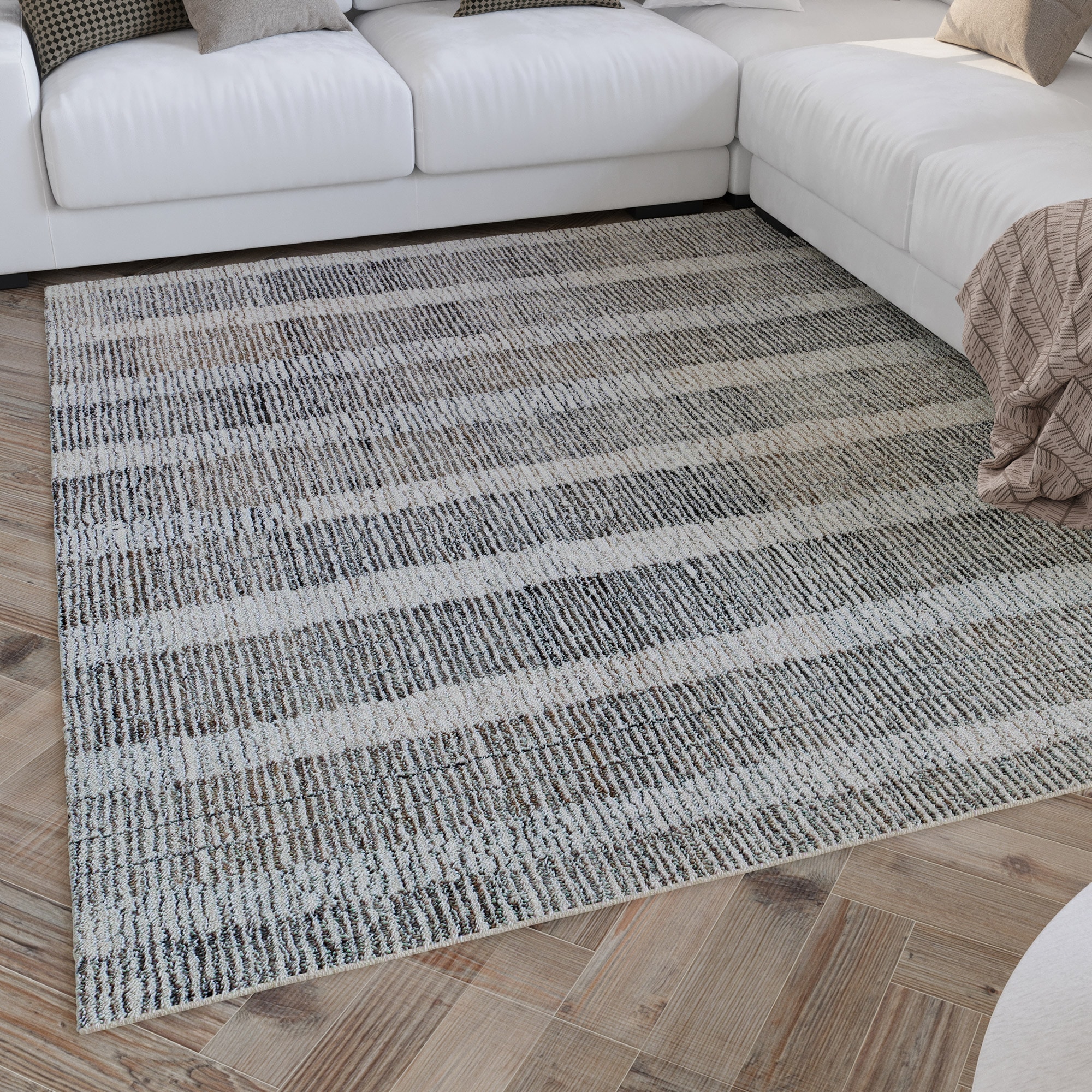 Image of Wecon home Teppich "Hamptons FORTY" rechteckig 11 mm Höhe Läufer, Fasermix, Kurzflor, Wohnzimmer, Schlafzimmer, Streifen Muster