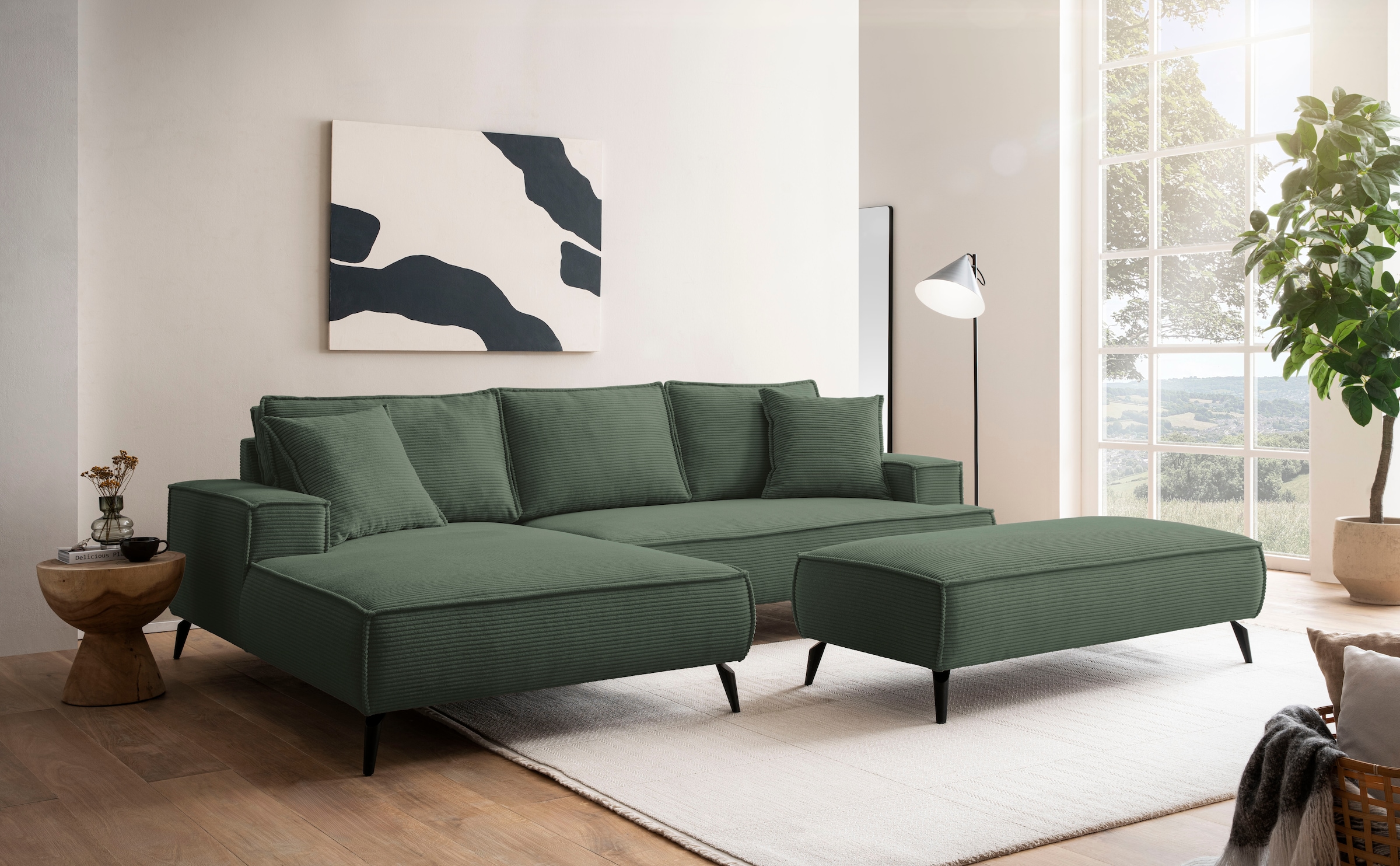 andas Groupe de sièges »TVINNU, Polsterecke L-Form, Schlaffunktion, mit Hocker« Set, 2 cuis tlg. Set, stellbar zum Schlafsofa (Krokodilverbinder)