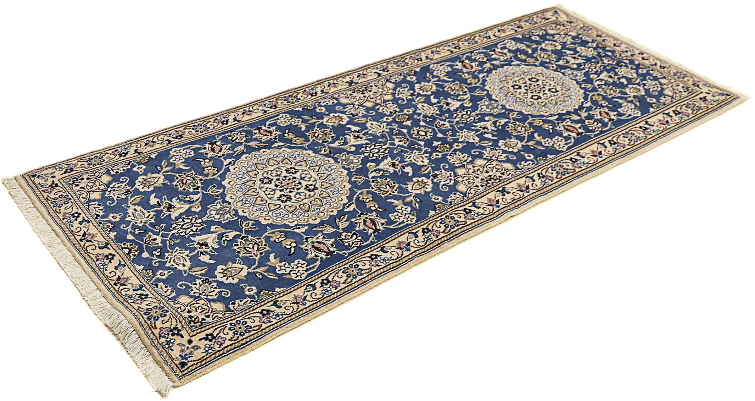 Image of morgenland Orientteppich »Perser - Nain - Royal - 198 x 83 cm - blau«, rechteckig, 10 mm Höhe, Wohnzimmer, Handgeknüpft, Einzelstück mit Zertifikat bei Ackermann Versand Schweiz