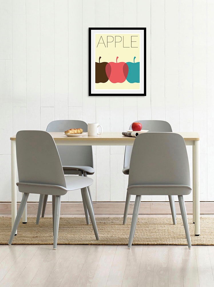 Image of queence Bild "Elias" Essen Kunst Lebensmittel Obst Obst Bilder Schriftzug 1 Stk. tlg. gerahmt