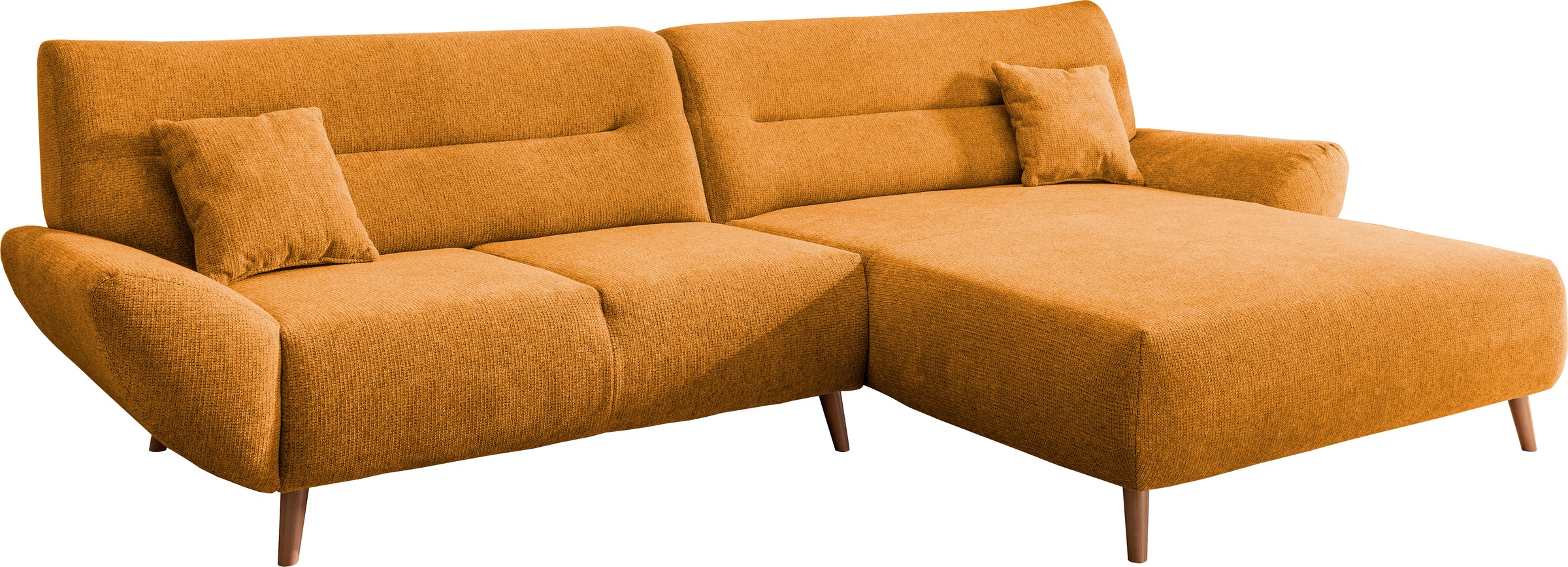 INOSIGN Ecksofa »Drago, elegant und zeitlos, komfortabel, Holzfuss, L-Form«, frei im Raum stellbar, inkl. 2 Zierkissen