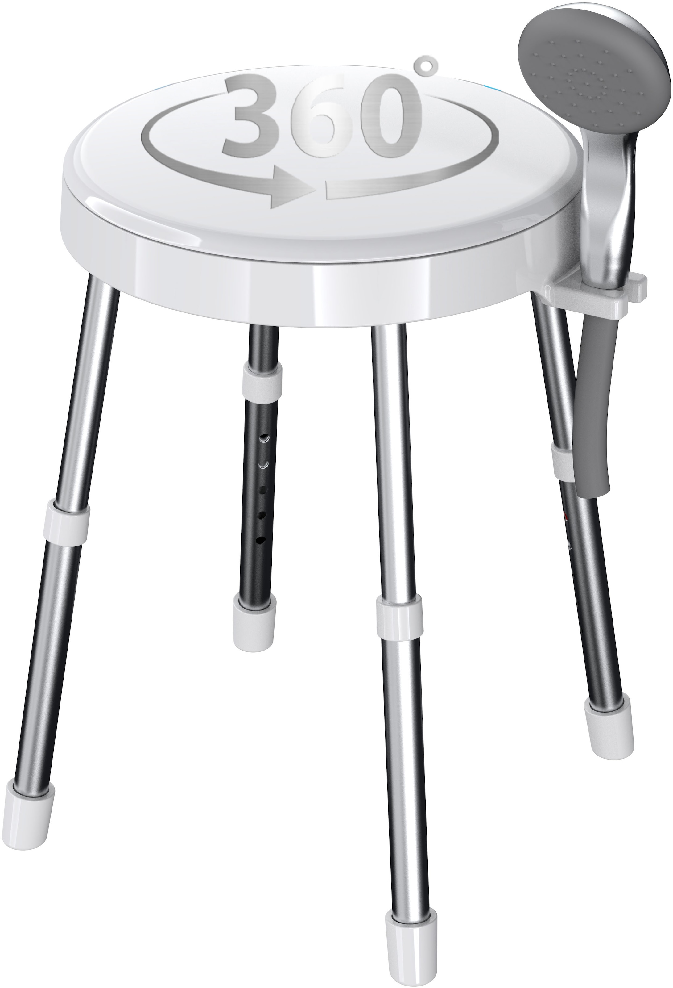 Image of Bischof Dusch- und Badhocker "Rotate 1.0" belastbar bis 150 kg TÜV/GS geprüft, drehbare Sitzfläche und Ablage, höhenverstellbar
