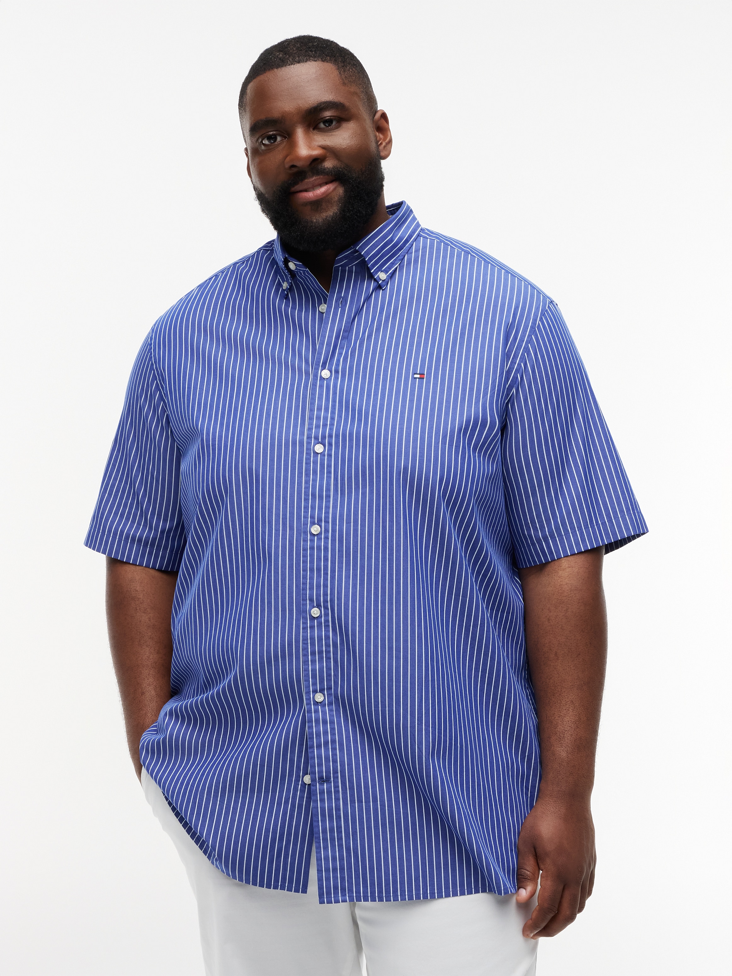 Tommy Hilfiger Big & Tall Chemise à manches courtes »FLEX POPLIN« Grosse Grössen, regular fit, fein gestreift