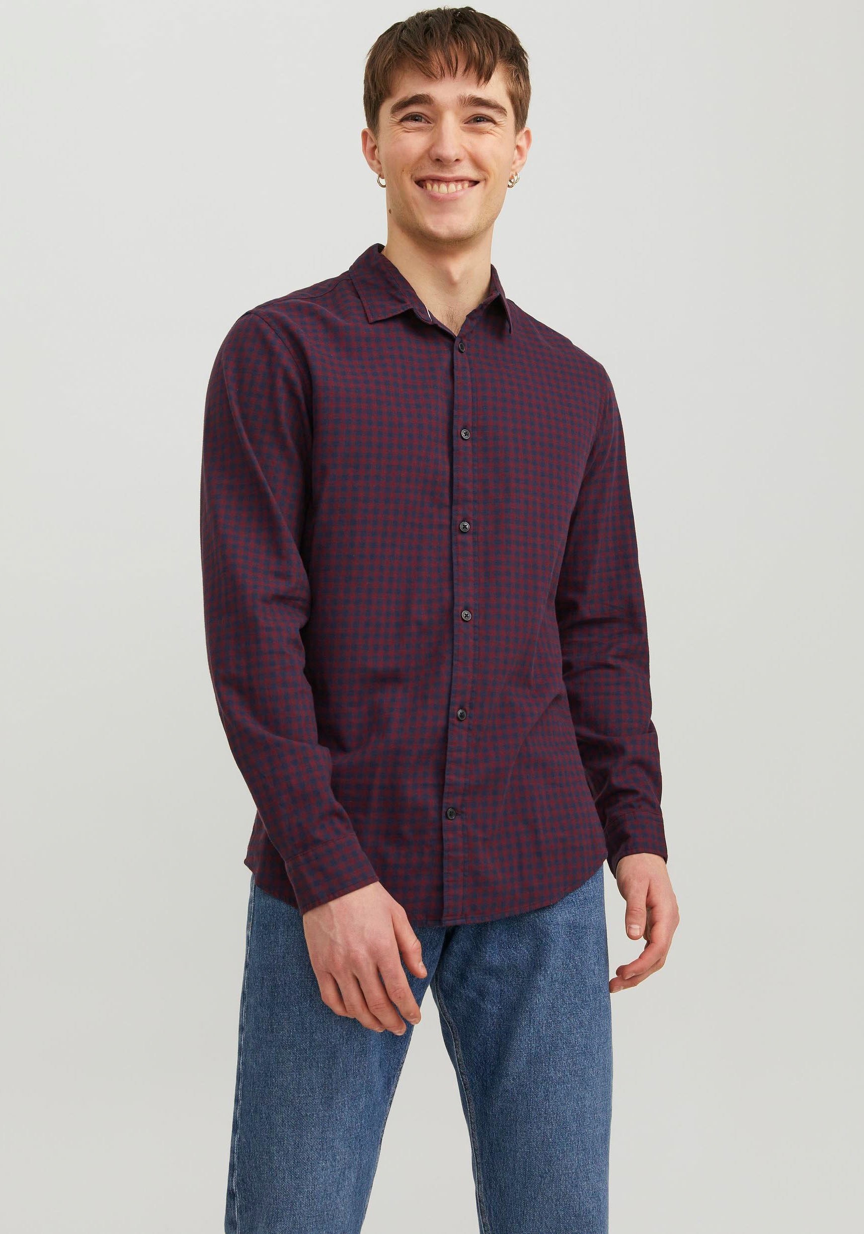 Langarmhemd »JJEGINGHAM TWILL SHIRT L/S NOOS«