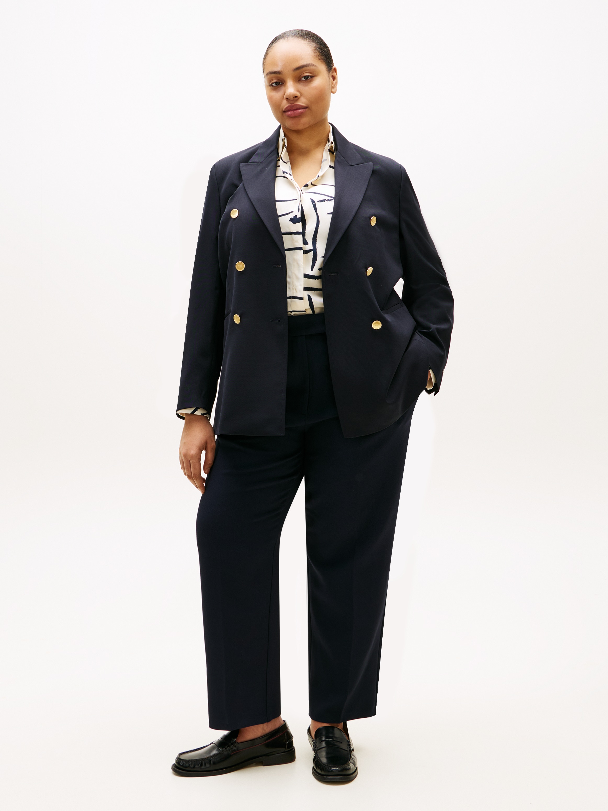 Tommy Hilfiger Curve Jackenblazer »CRV TIMELESS WOOL DB BLAZER« in grossen Grössen, mit Wolle