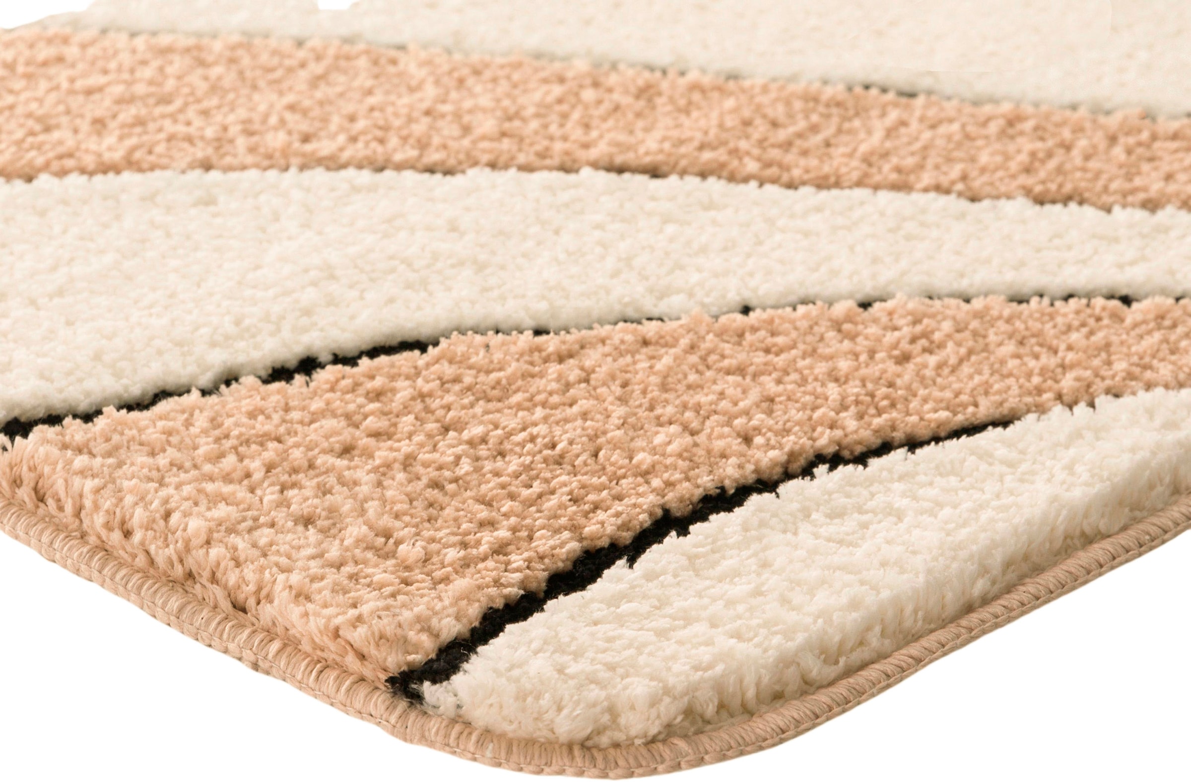 my home Badematte »Anna, Badvorleger, Badezimmer Teppich«, rutschhemmend beschichtet, fussbodenheizungsgeeignet-schnell trocknend, Badteppich, Hoch Tief Effekt, Modern, Weich, Wellen