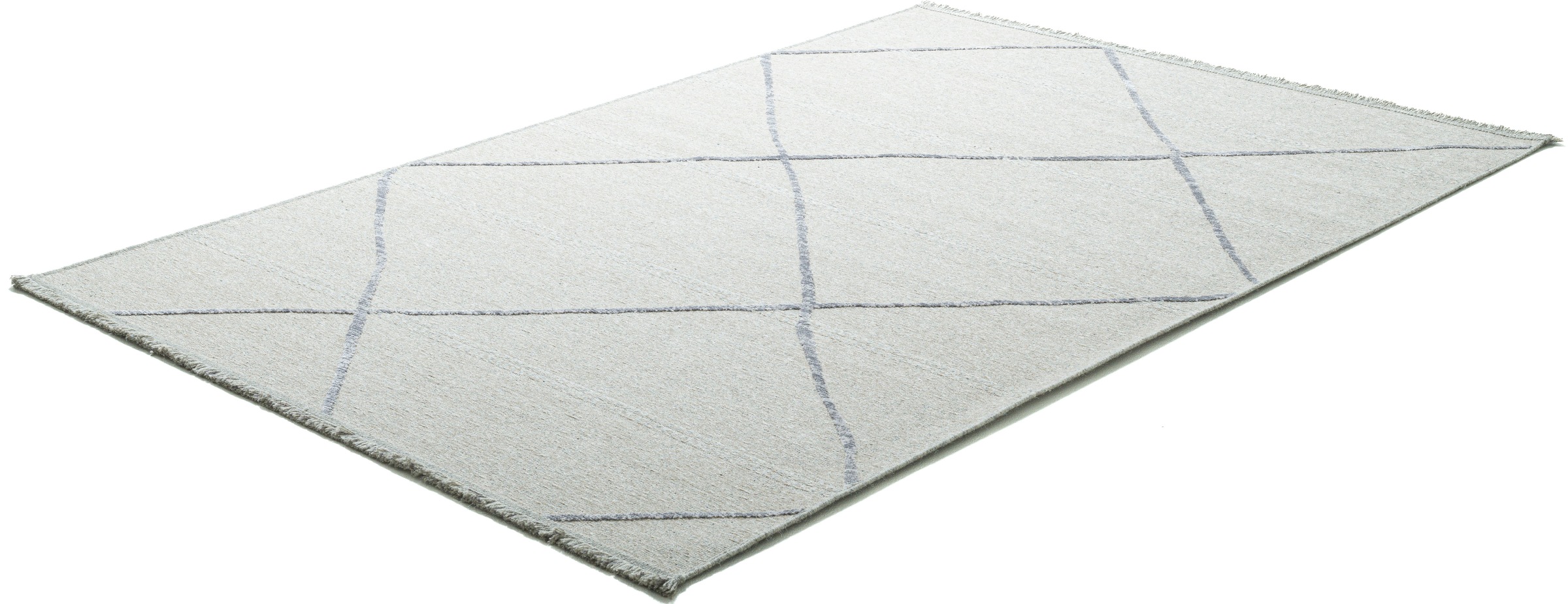 Sansibar Teppich »Braderup« rechteckig 2 mm Höhe Flachgewebe, modernes Scandi Design, Motiv Rauten, mit Fransen