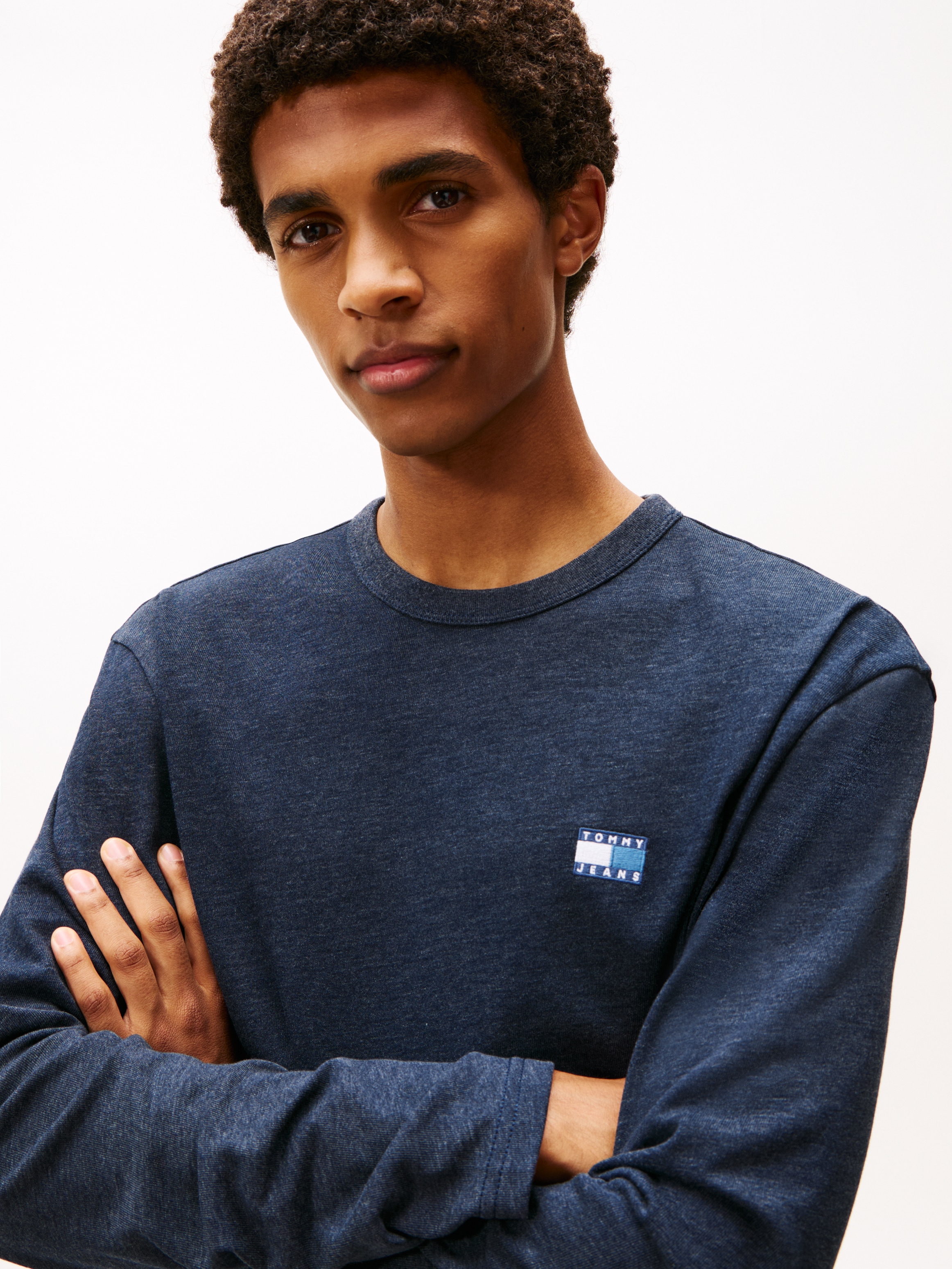 Tommy Jeans T-shirt à manches longues »TJM REG BADGE« Jersey, Rundhals, meliert, regular fit