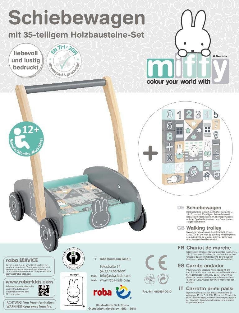 »Holzspielzeug, Lauflernwagen miffy®«, versandkostenfrei 35-teiligem roba® Holzbausteine mit -Set ♕ auf