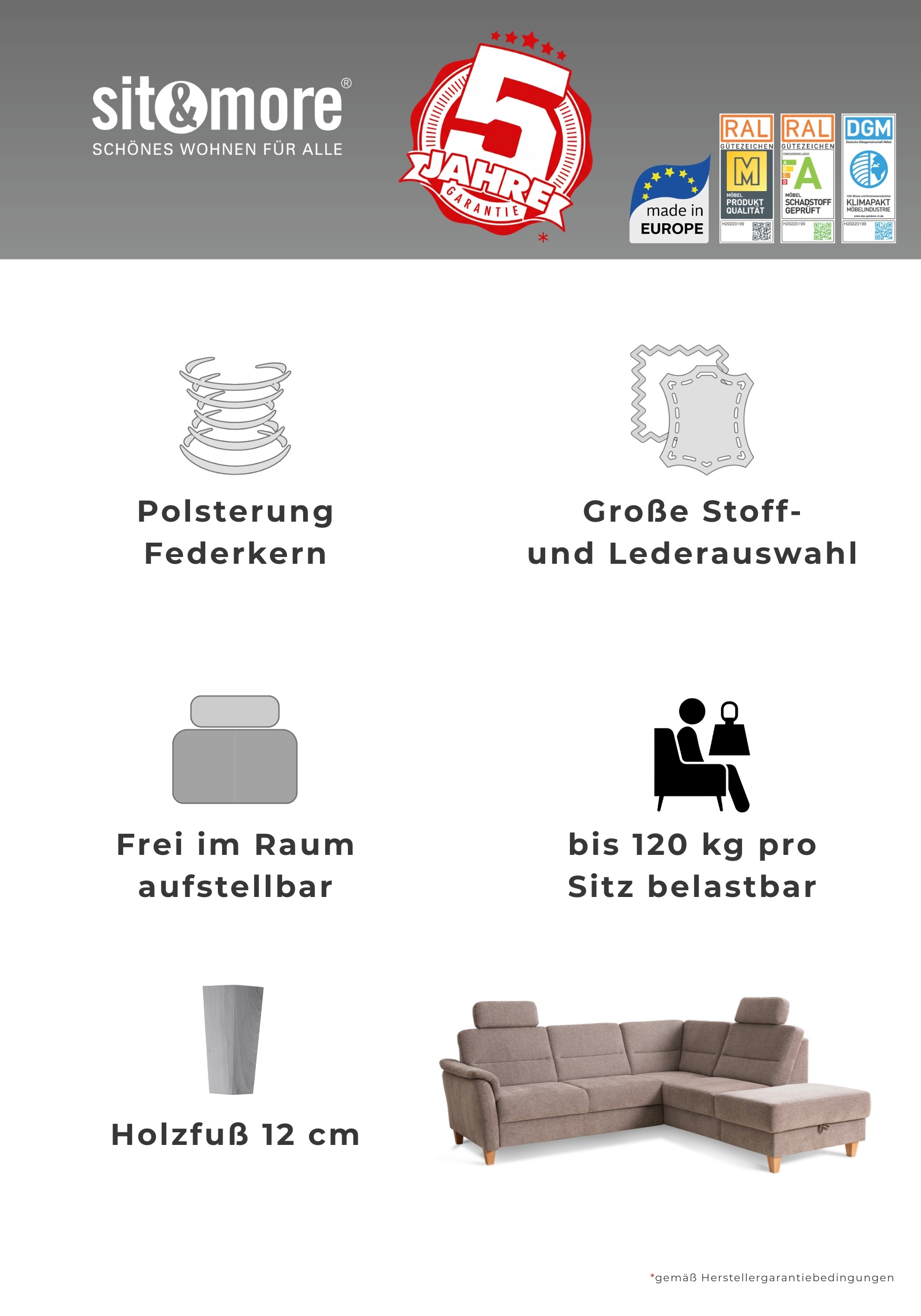 Home affaire 2-Sitzer »Palmera, B: 149 cm« mit Federkern