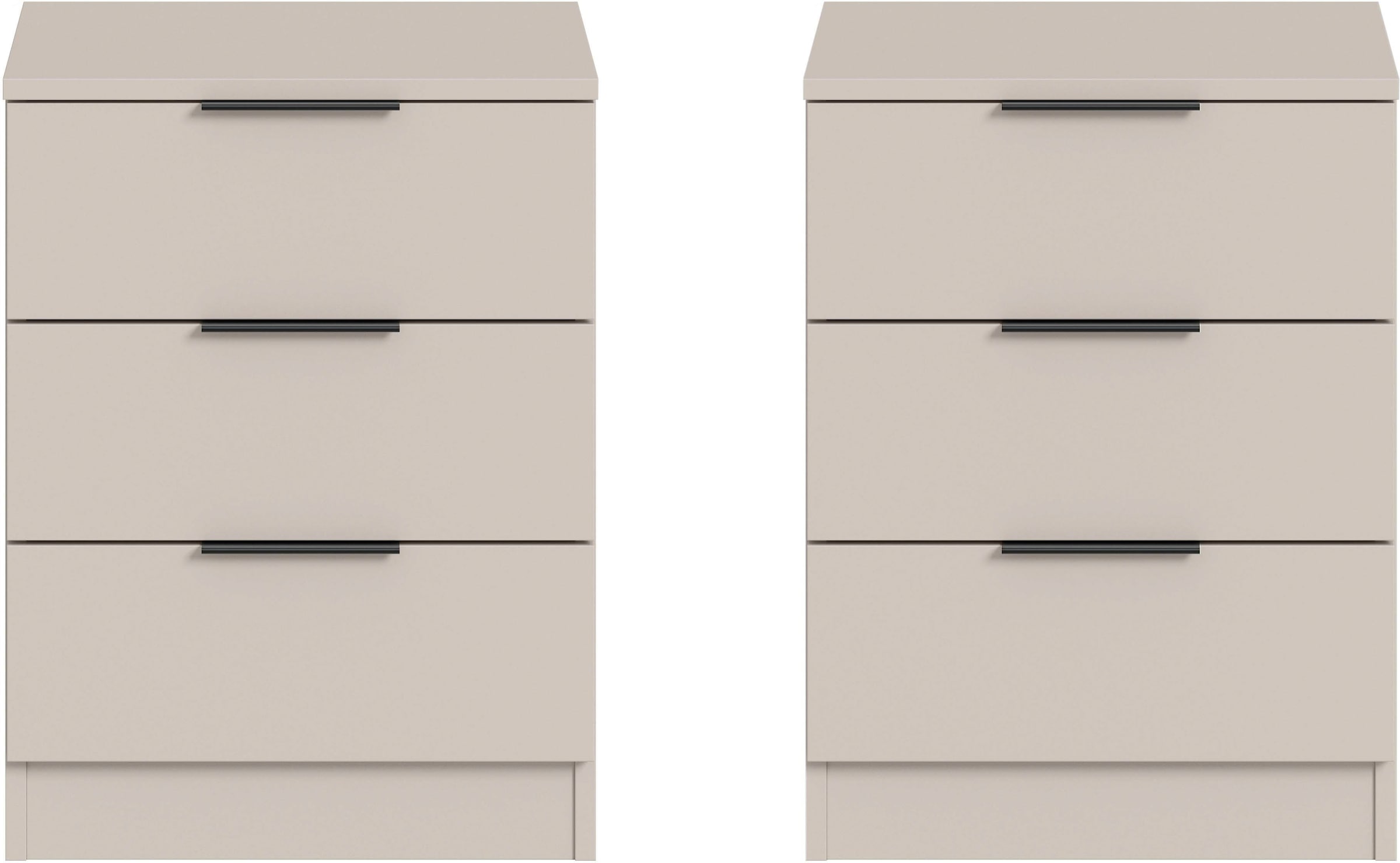 Home affaire Table de nuit »Skarde 2 Nachttische, jeweils Breite: 45 cm« Set, Sie bekommen 2  Nachttische im Set, 2 cuis tlg. Skarde, 2er Set Nachtkommoden, 3 Schubkästen, kashmir