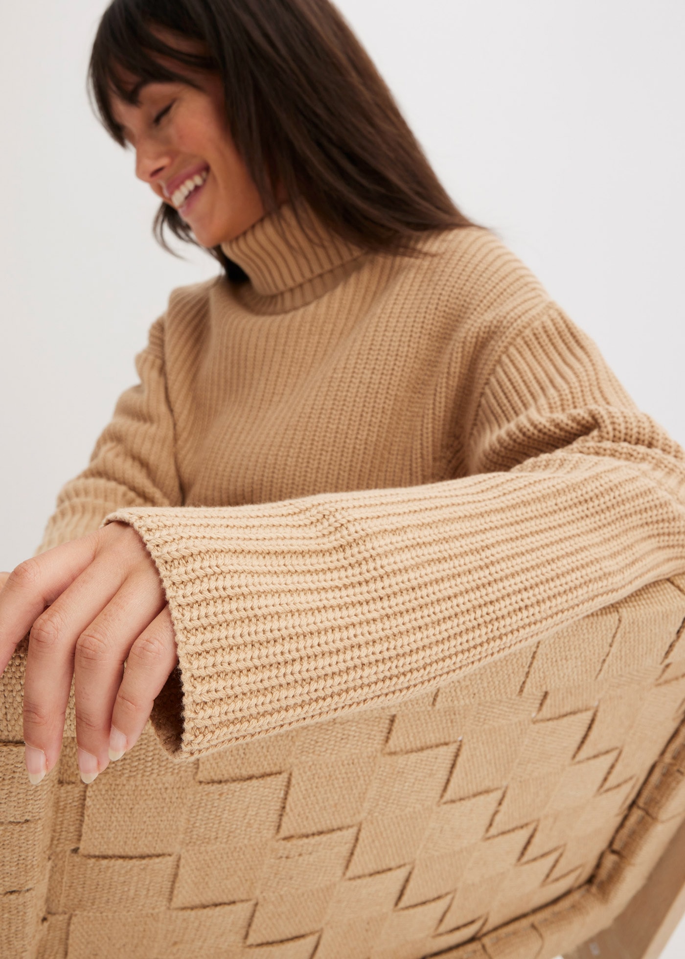 bonprix Pull à col roulé »Rollkragenpullover aus reiner Baumwolle« Rollkragenpullover aus reiner Baumwolle