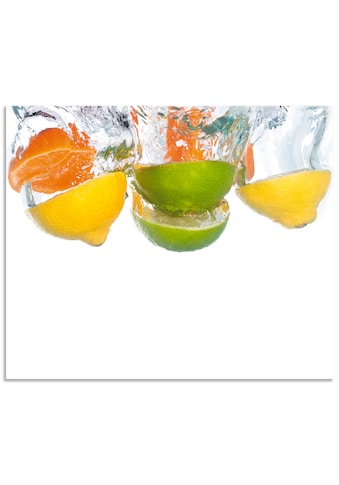 Küchenrückwand »Zitrusfrüchte fallen in klares Wasser«, (1 tlg.)