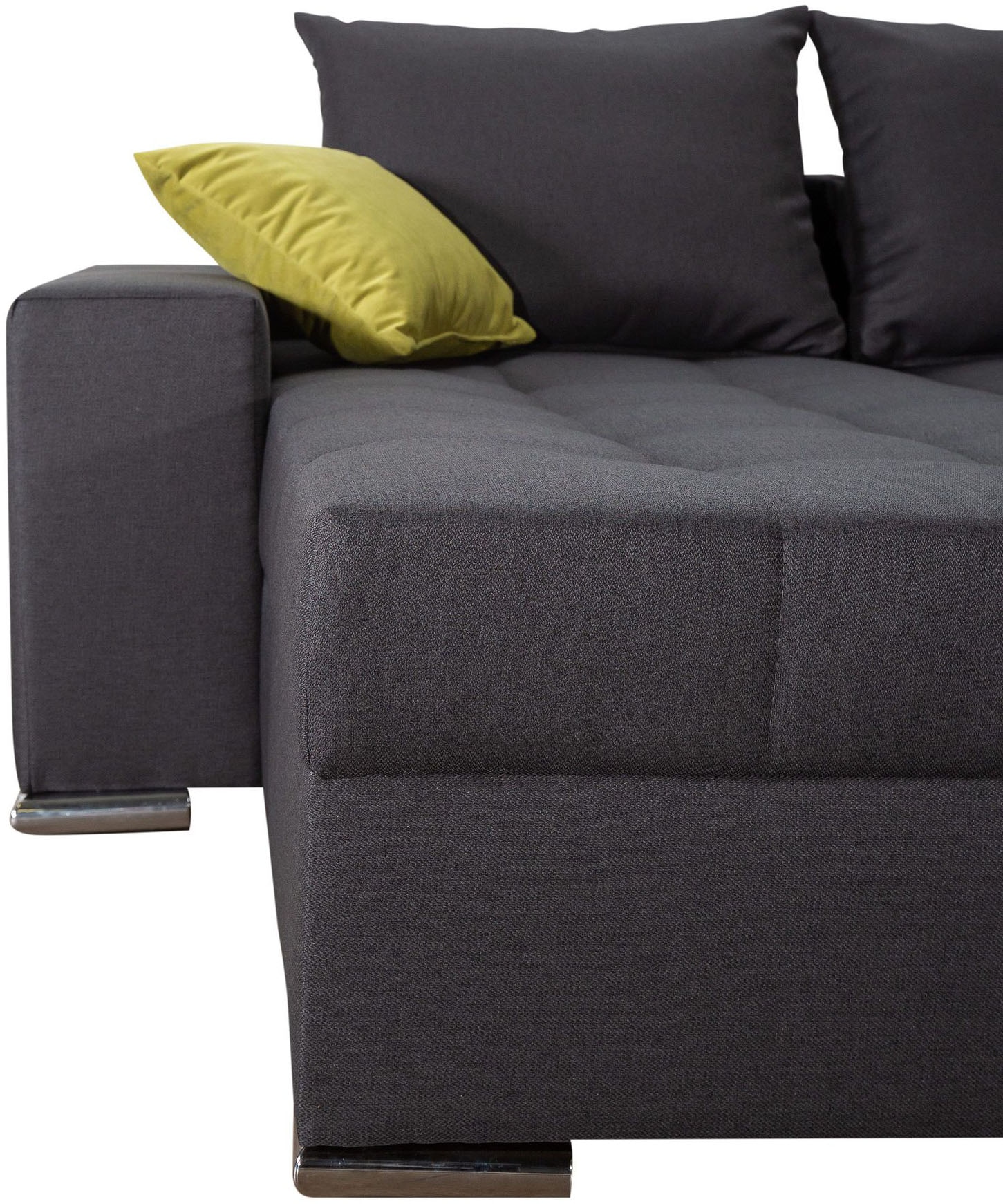 COLLECTION AB Wohnlandschaft »XL-Josy U-Form, Breite 313 cm, Flachgewebe, Struktur, Kunstleder«, inkl. Bettfunktion, Bettkasten, mit 4 gleich grossen Rückenkissen