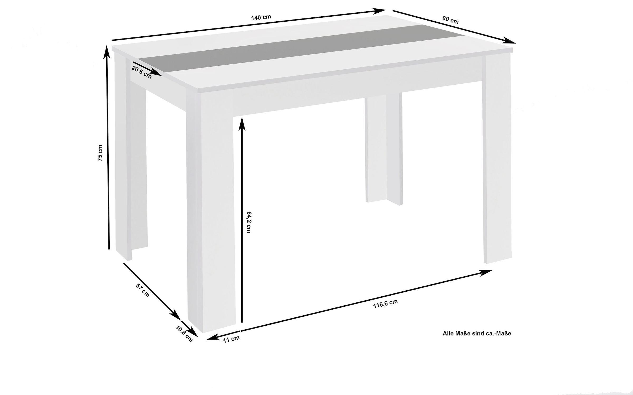 byLIVING Esstisch »Nori«, Breite 120, 140 oder 160 cm, Mittelplatte wendbar