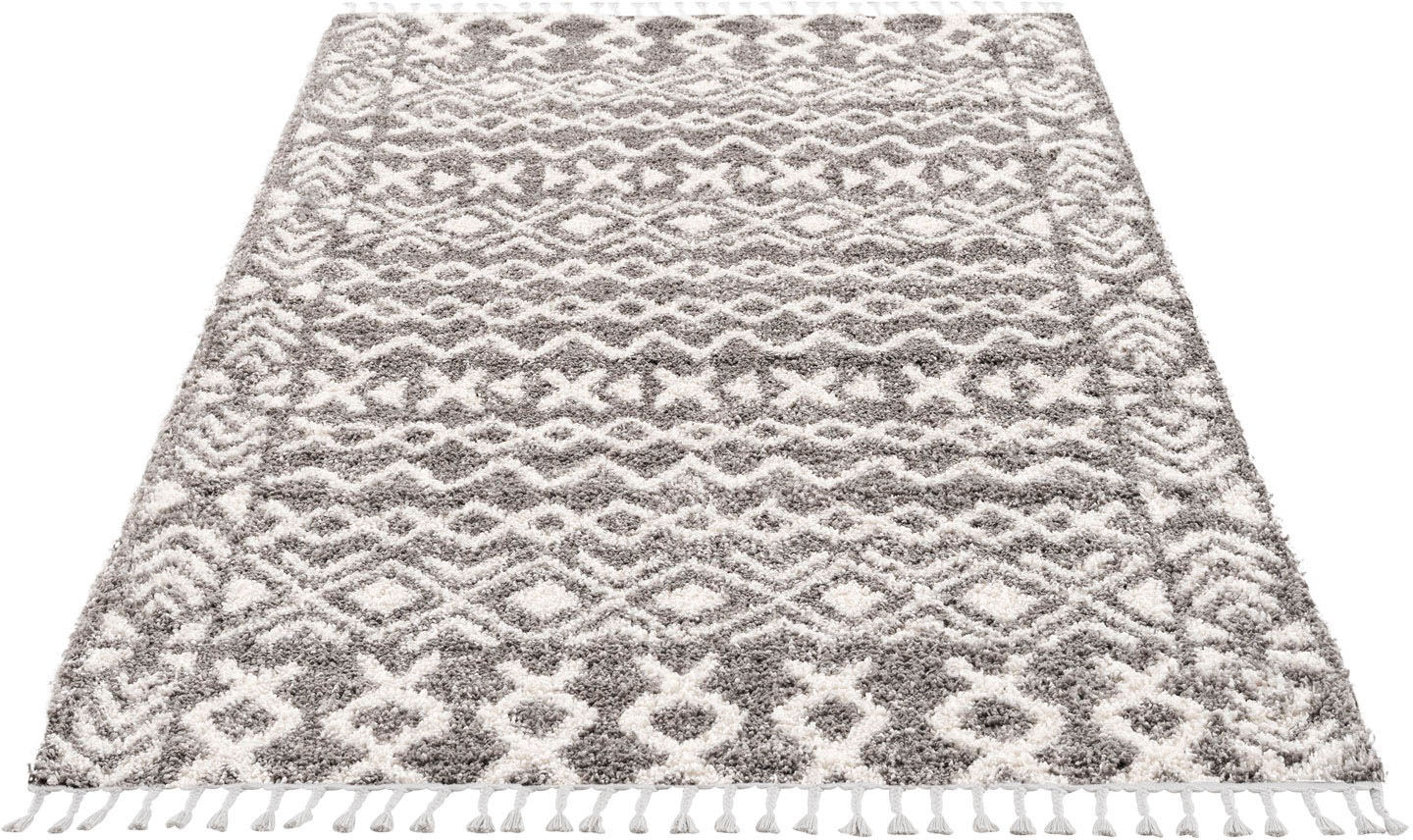 Image of Carpet City Hochflor-Teppich »Pulpy 514«, rechteckig, 30 mm Höhe, besonders weich, mit Fransen, Ethno Look, ideal für Wohnzimmer & Schlafzimmer bei Ackermann Versand Schweiz