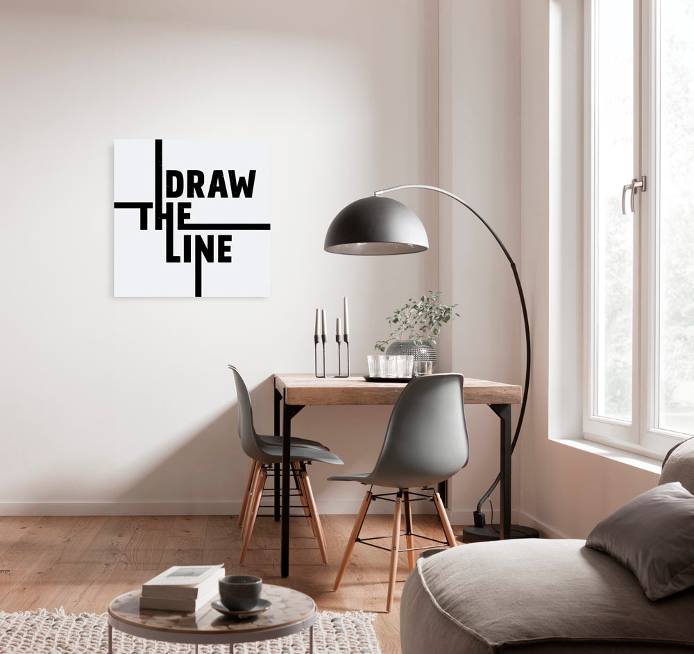 Image of Komar Leinwandbild "Typo Draw the Line - Grösse 60 x 60 cm" Natur 1 Stk. tlg. Keilrahmenbild mi Echtholzrahmen