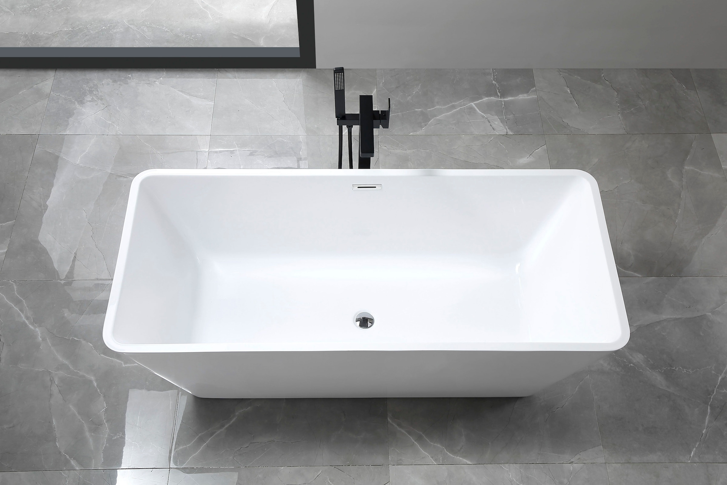 GOODproduct Badewanne »Sagres« Höhe 60 cm mit Ablaufstöpsel | verstellbare Füsse | Überlauf Freistehend, 170x74x60 (LxBxH), Sanitäracryl, mit Pop Up Ventil