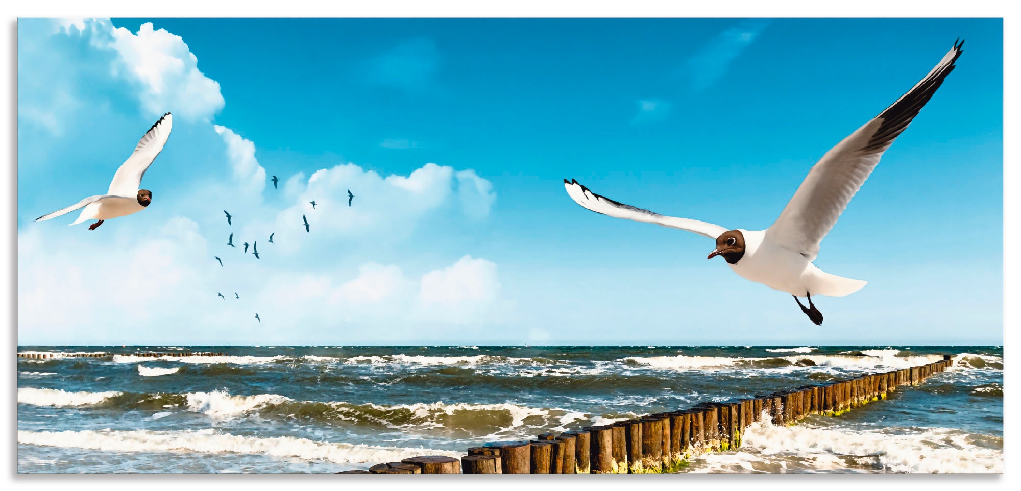 Image of Artland Küchenrückwand »Ostsee«, (1 tlg.), selbstklebend in vielen Grössen - Spritzschutz Küche hinter Herd u. Spüle als Wandschutz vor Fett, Wasser u. Schmutz - Rückwand, Wandverkleidung aus Alu bei Ackermann Versand Schweiz