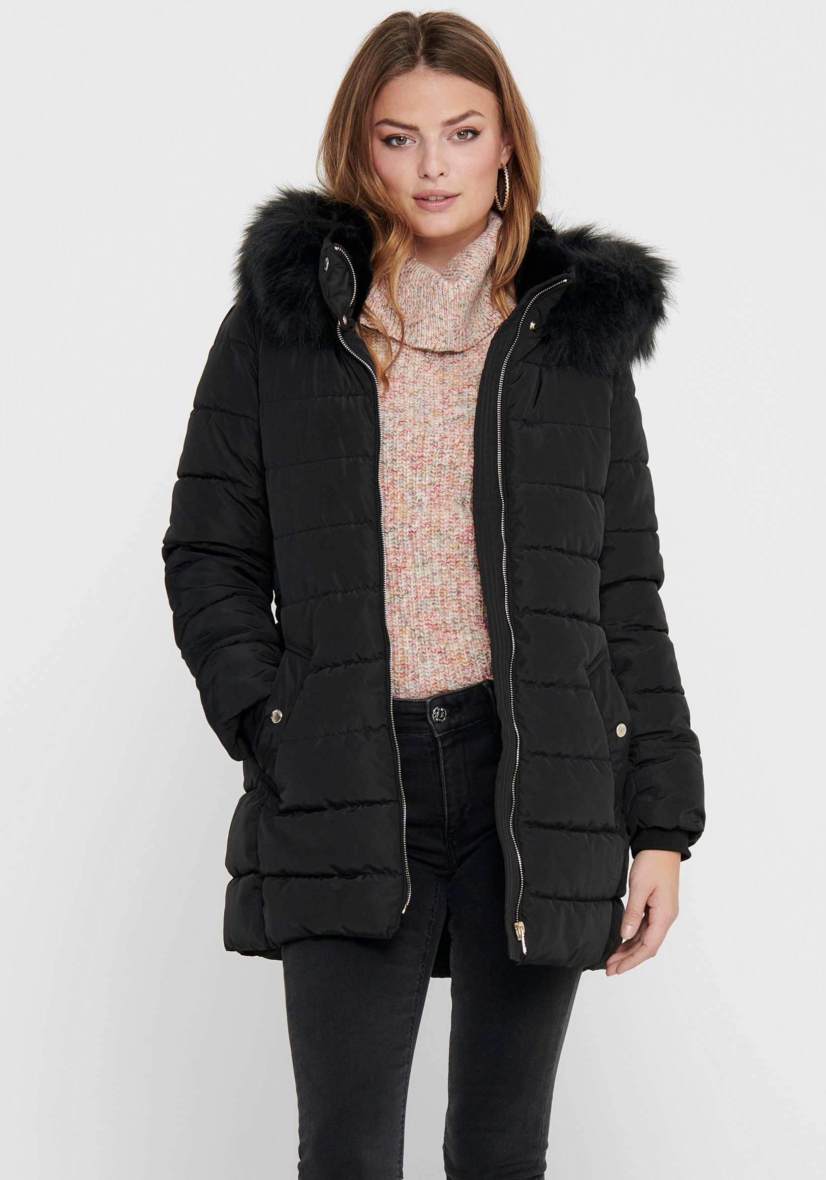 Image of Only Steppjacke »ONLCAMILLA QUILTED FUR HOOD COAT CC OTW«, Kapuze mit Fellimitat bei Ackermann Versand Schweiz
