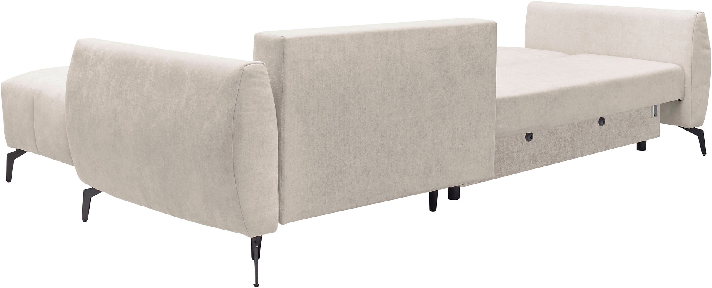 GOODproduct Canapé d'angle »JINNIE Chenille, L-Form, Polsterecke m. Schlaffunktion« Chauffeuse montage à gauche/droite, en tissu tissé ou chenille
